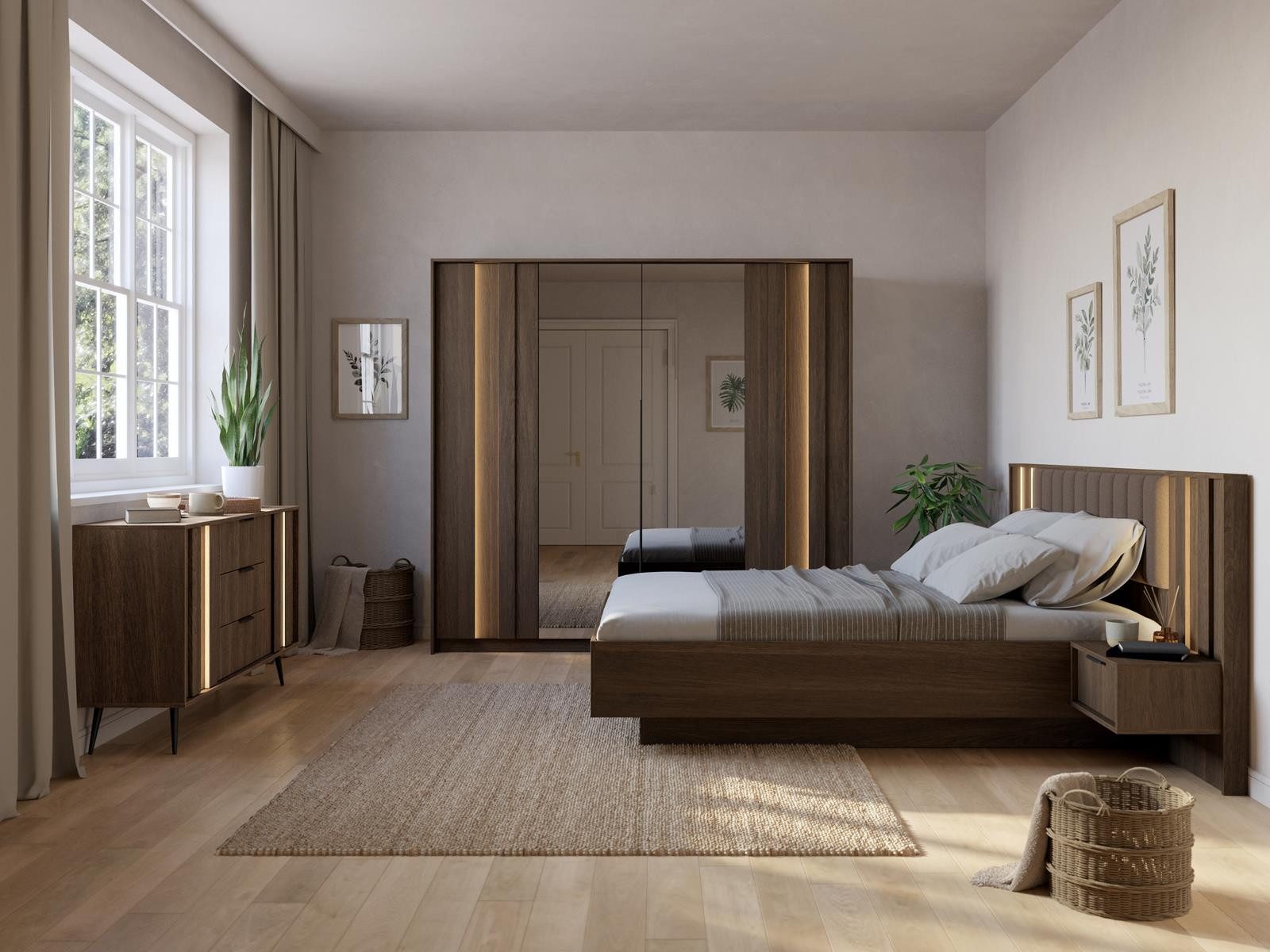 Compleo Bett mit Bettkasten, Schlafzimmermöbel, Doppelbett mit Stauraum, MADE IN EU