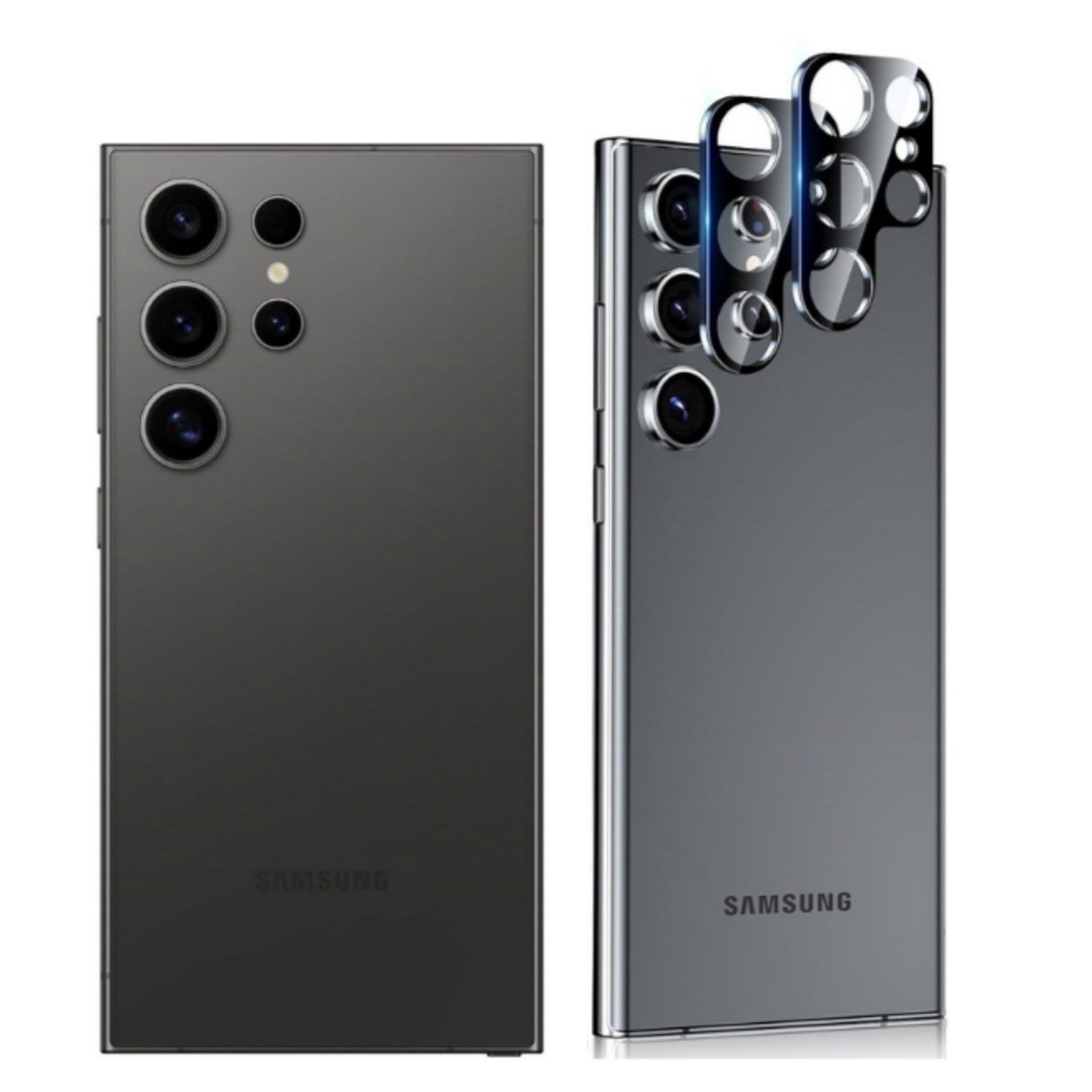 CLM-Tech Kameraschutzglas 2X Samsung Galaxy S25 ULTRA Kameraglas kristallklar für Samsung Galaxy S25 Ultra 6,8 Zoll, Linse Schutzglas 9H Glas - Folie kristallklar 2X Stück Kameraschutz, 2 Stück, Kratzfest