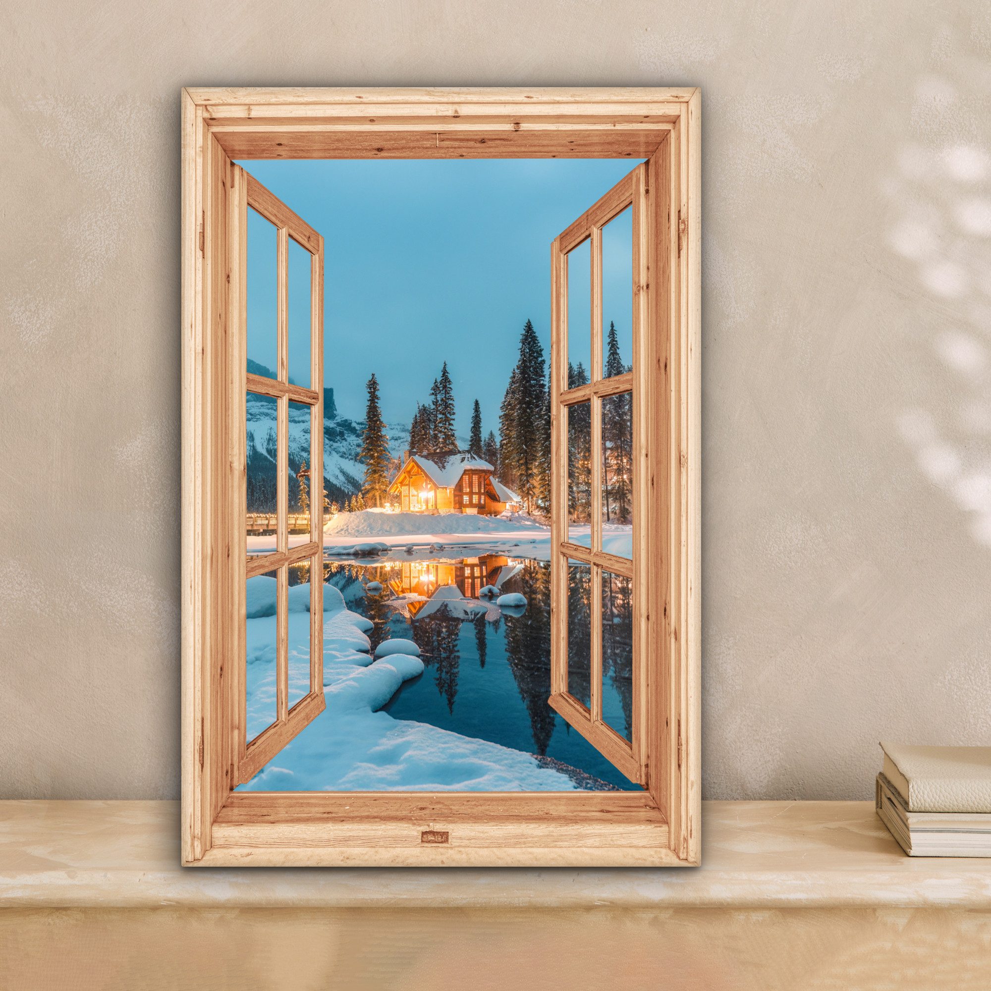 OneMillionCanvasses® Leinwandbild Winterlandschaft - Natur - Haus - Berge - günstig online kaufen