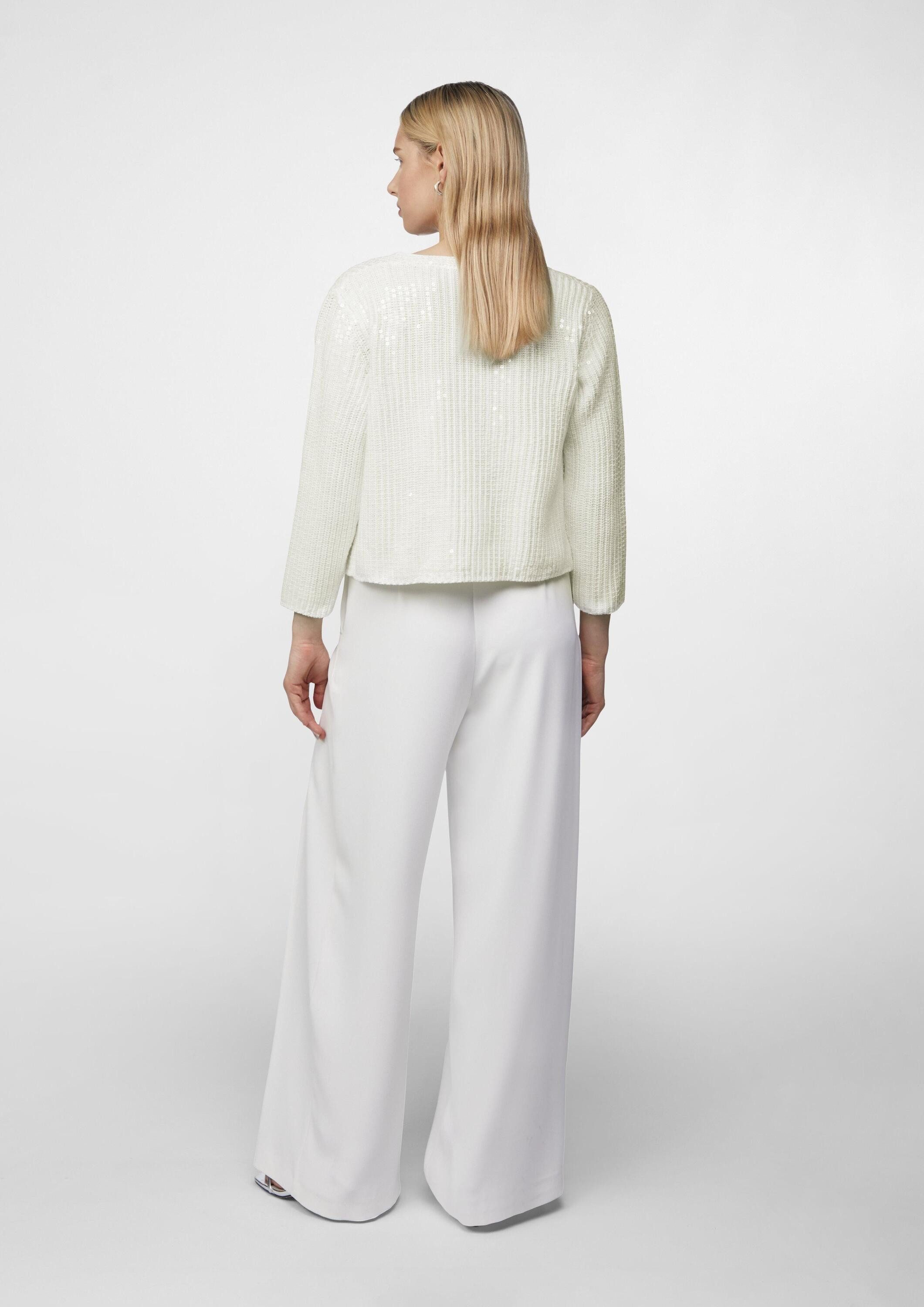 comma Cardigan Strickjacke Kurzer Ripp-Cardigan mit Pailletten