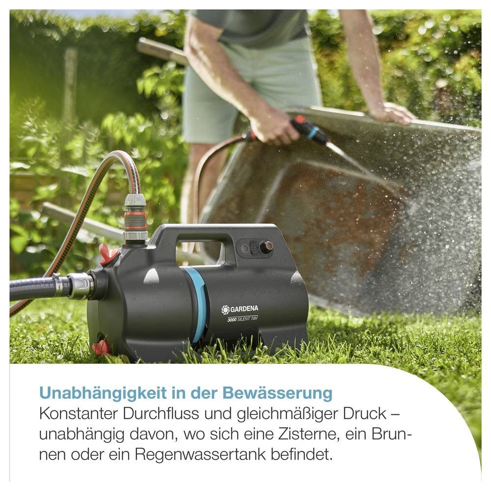 GARDENA Gartenpumpe Akku-Gartenpumpe 3000 Silent 18V P4A solo Akku-Gartenpumpe 3000 l/h 30
