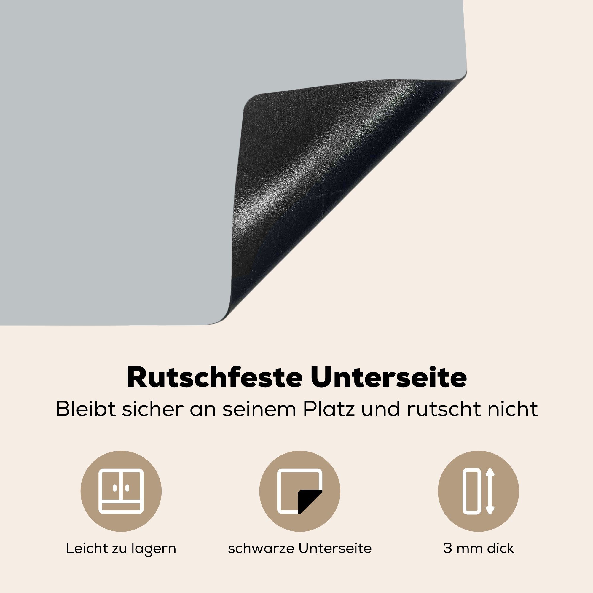 MuchoWow Herdblende-/Abdeckplatte tlg), Induktionskochfeld (1 küche, für cm, Schutz - Ceranfeldabdeckung Interieur 81x52 Vinyl, Grau die - Hell