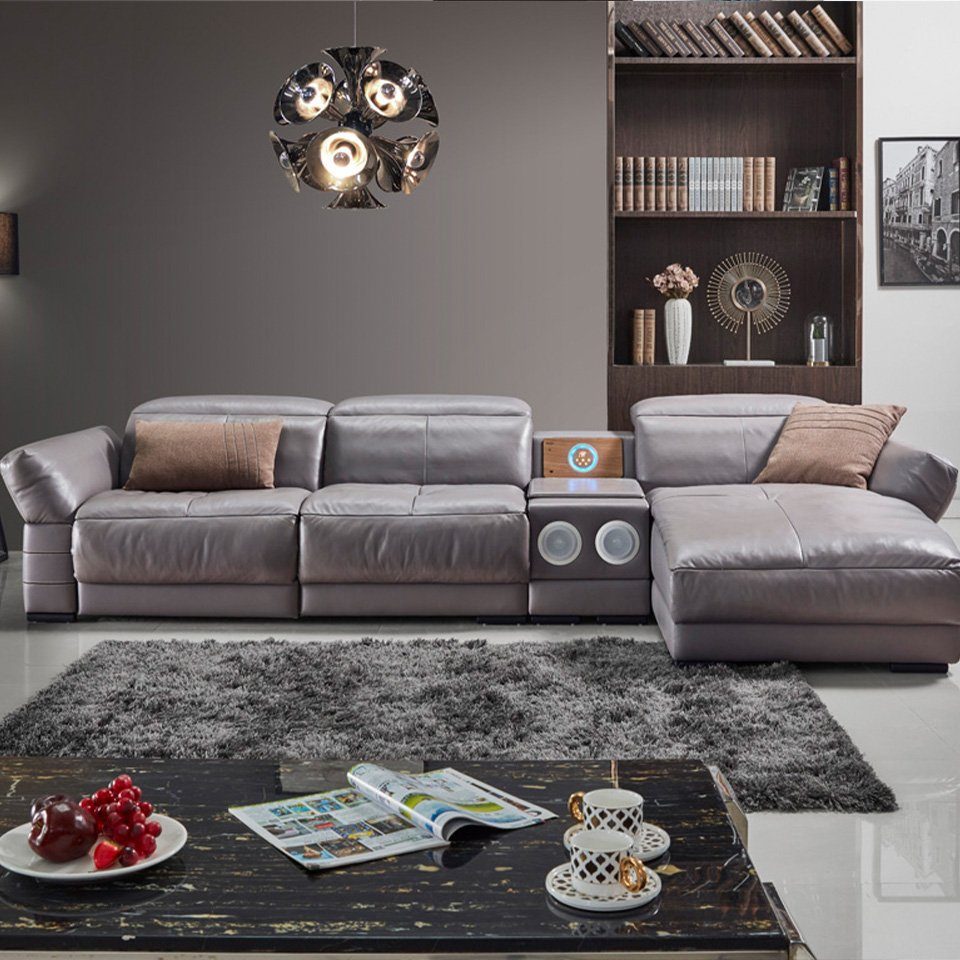Garnitur JVmoebel Ecksofa, Couch Multifunktion Ecksofa Luxus Polster Soundsystem Leder