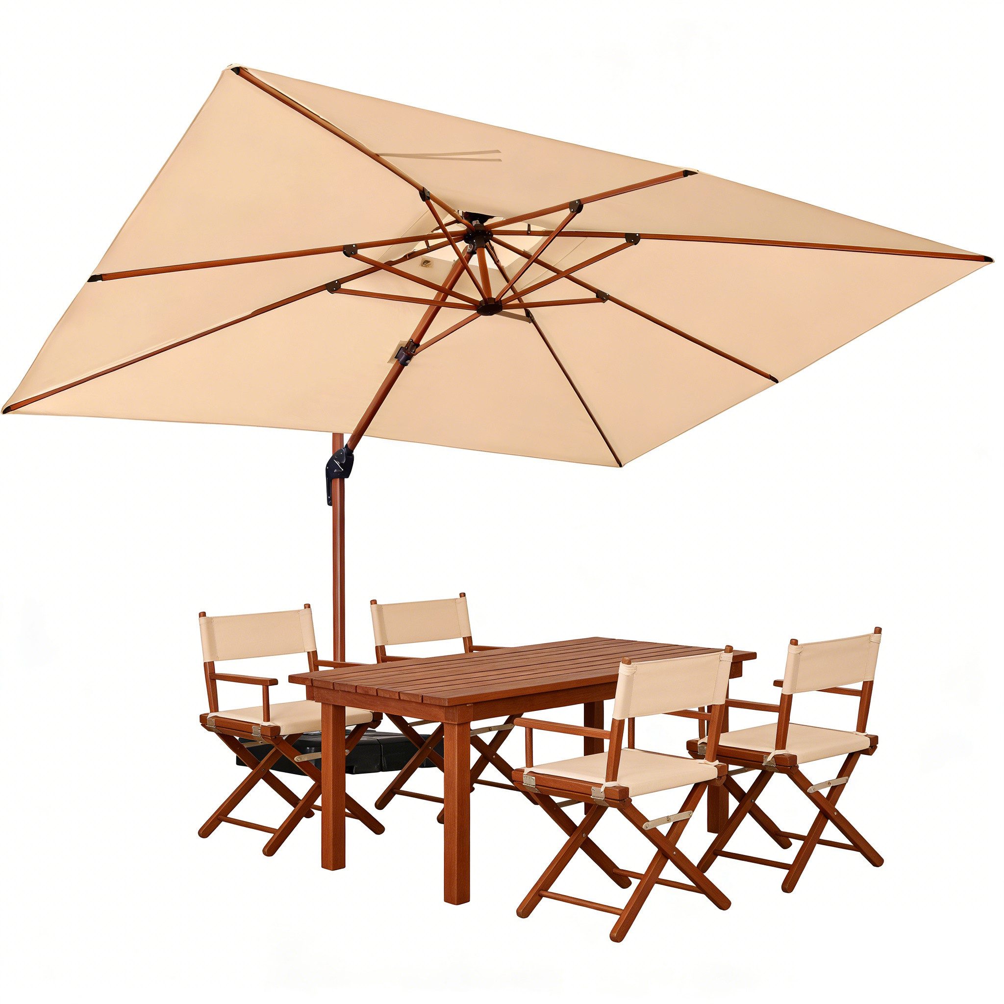 PURPLE LEAF Sonnenschirm Außenbereich Holzoptik Rechteckig Ampelschirm mit Ständer, LxB: 365,00x270,00 cm, Holzmaserung, für Garten,Terrasse, Pool