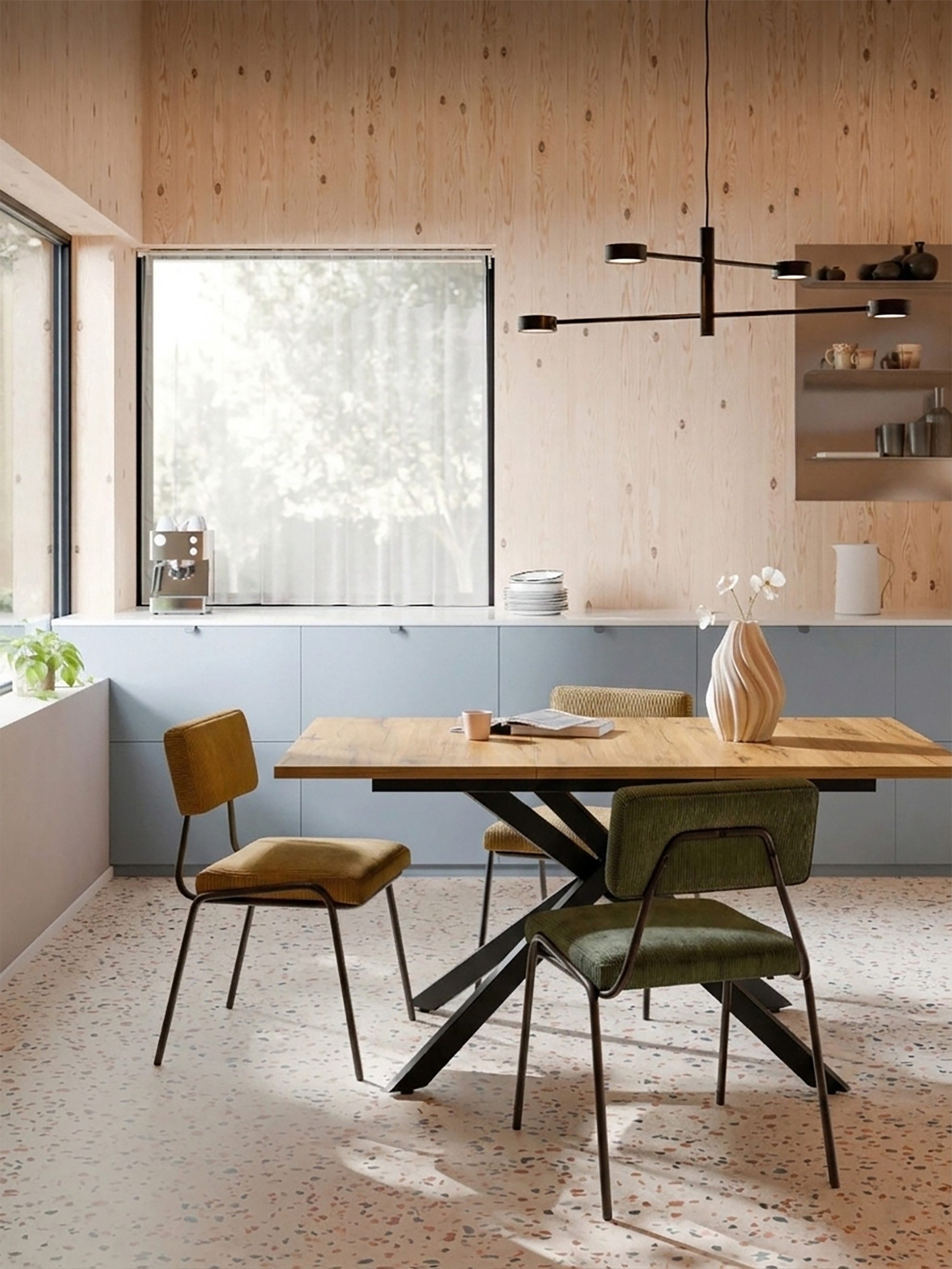 B&D home Esstisch LARS, Metallgestell schwarz oder weiß, ausziehbar 120-160cm, 4-6 Personen