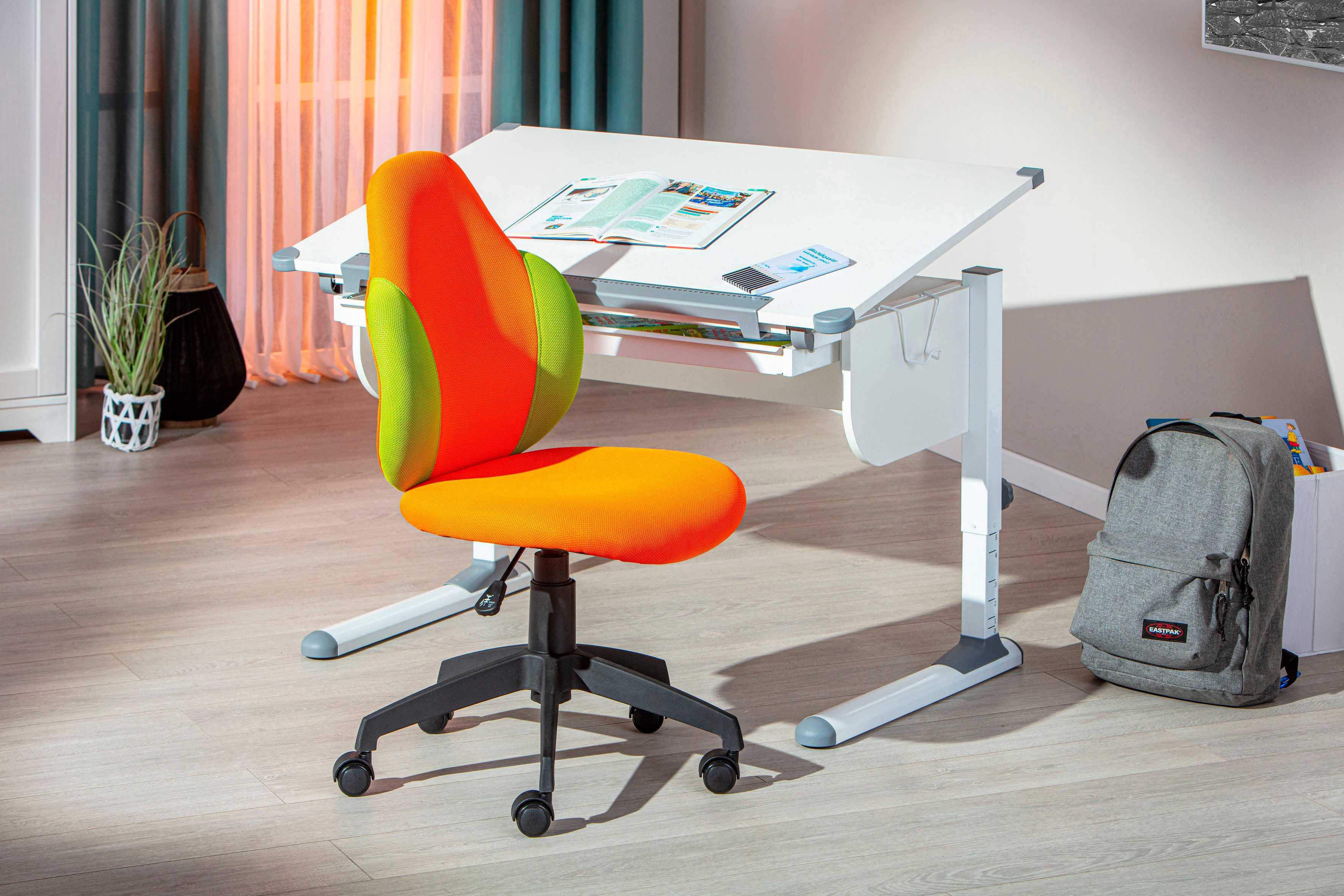 Inter Link Bürostuhl Jessi, Kinderdrehstuhl, ergonomisch, höhenverstellbar, Drehstuhl, Kinderbürostuhl mit rollen, Drehstuhl 360° drehbar, in bunten Farben