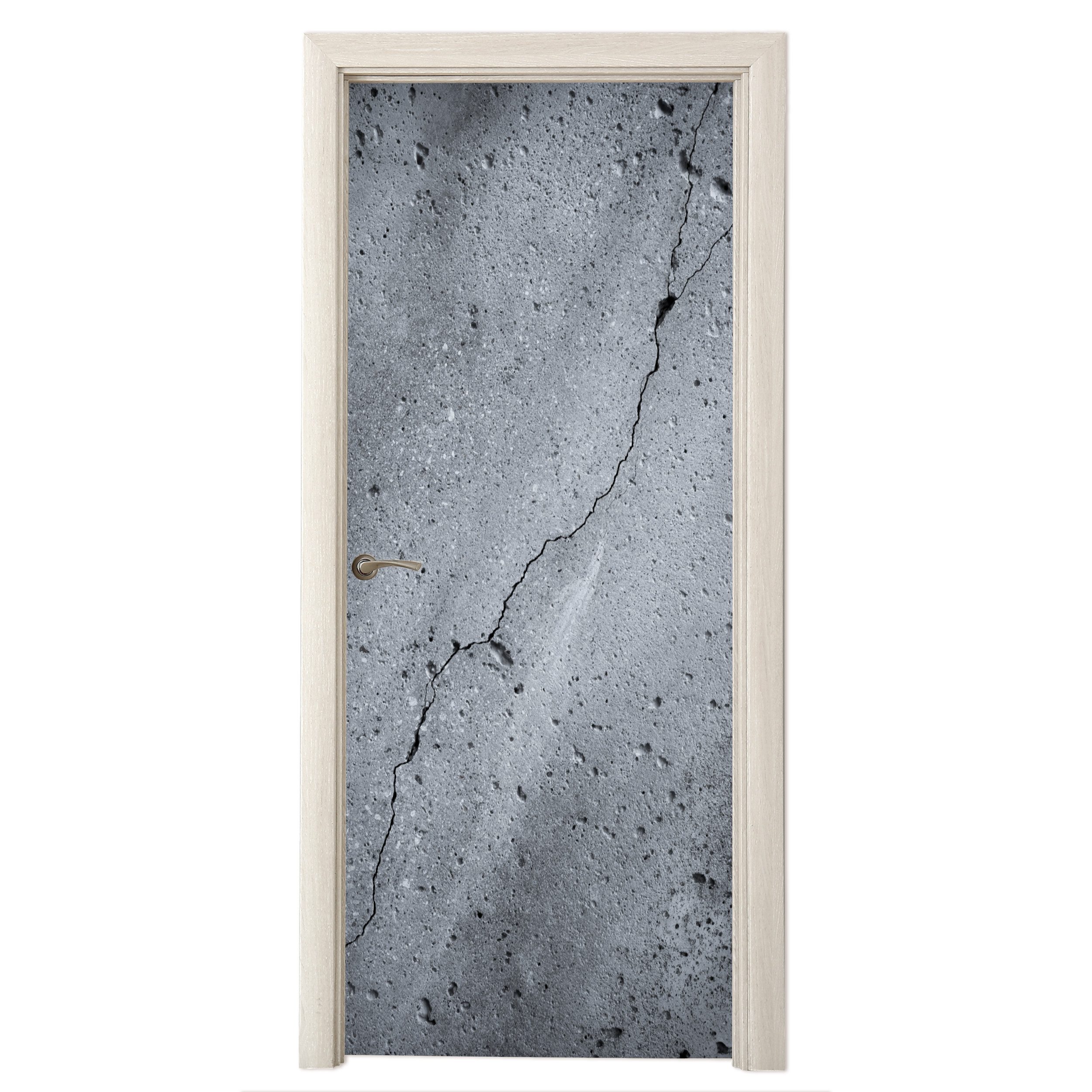MuchoWow Türtapete Beton - Grau - Riss, Matt, bedruckt, (1 St), Selbstklebende Tapete, Folie für Möbel, 75x205 cm