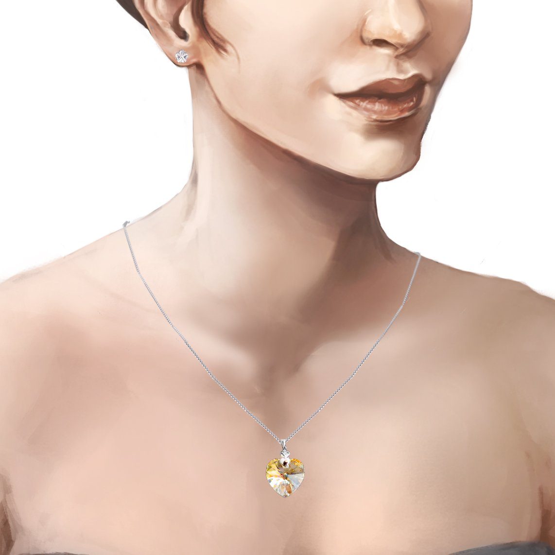 Schöner-SD Herzkette Halskette Kristall Anhänger Herz 18mm (inkl. Schmuckbo günstig online kaufen