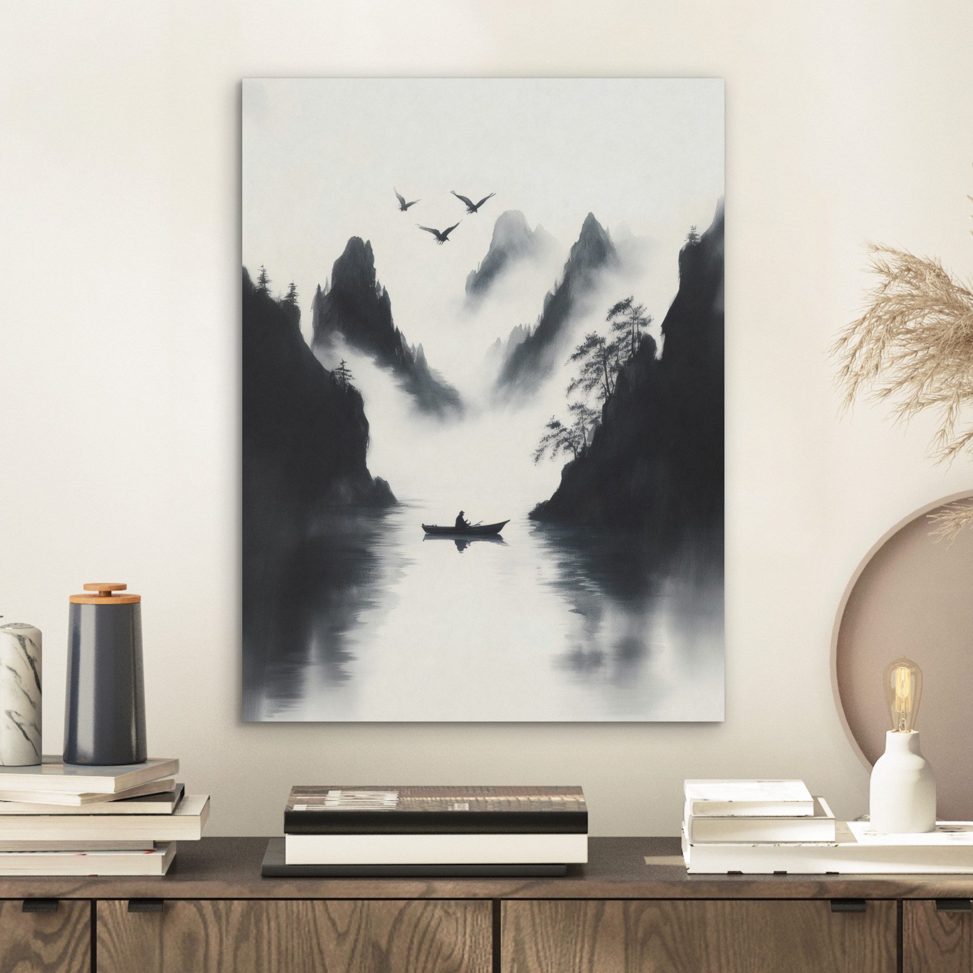 MuchoWow Gemälde Ruderboot - Neblig - günstig online kaufen