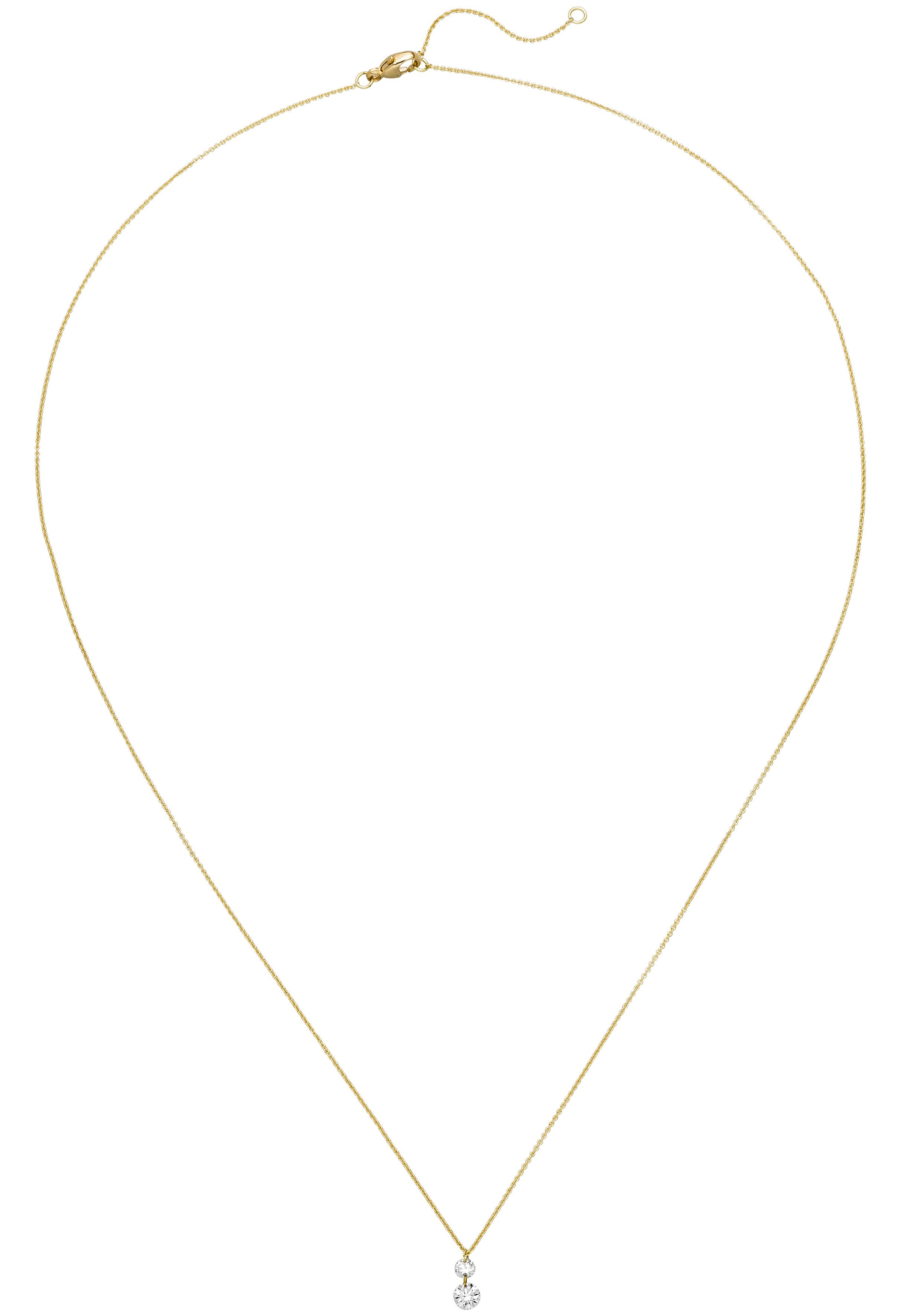 Kette mit Anhänger 2 Diamanten ohne Fassung