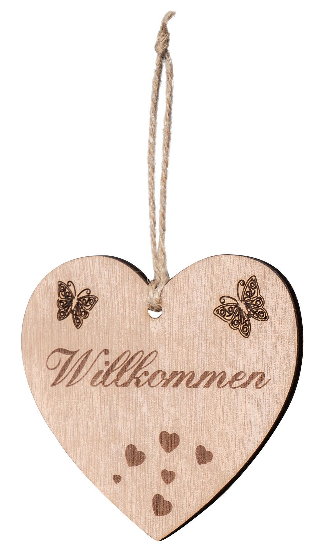 Levandeo® Dekohänger, Herz Willkommen 10x9cm Birkenholz Sprüche Welcome Deko Holz