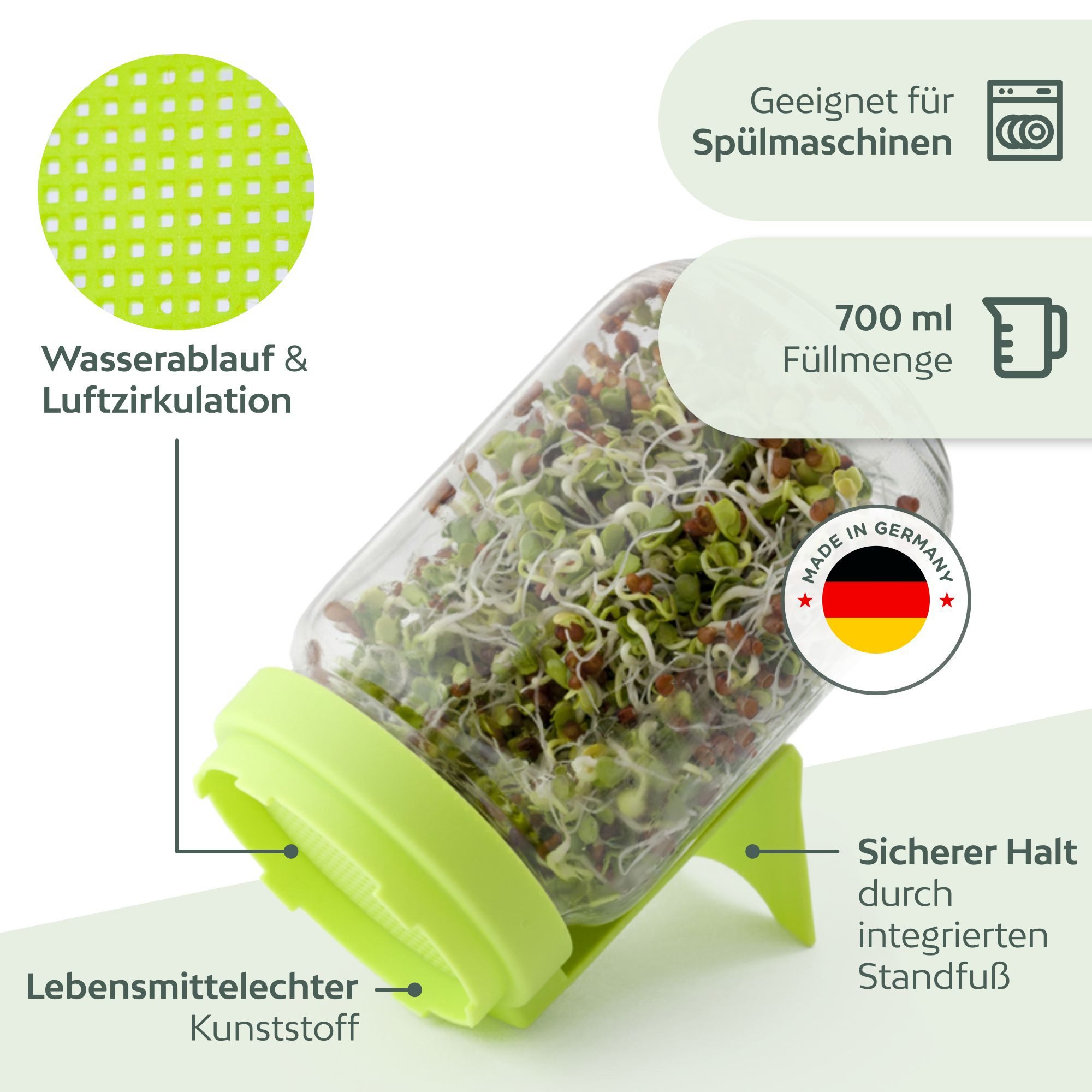 Growgreens Gemüsesamen Sprossenglas Keimglas mit 3 günstig online kaufen
