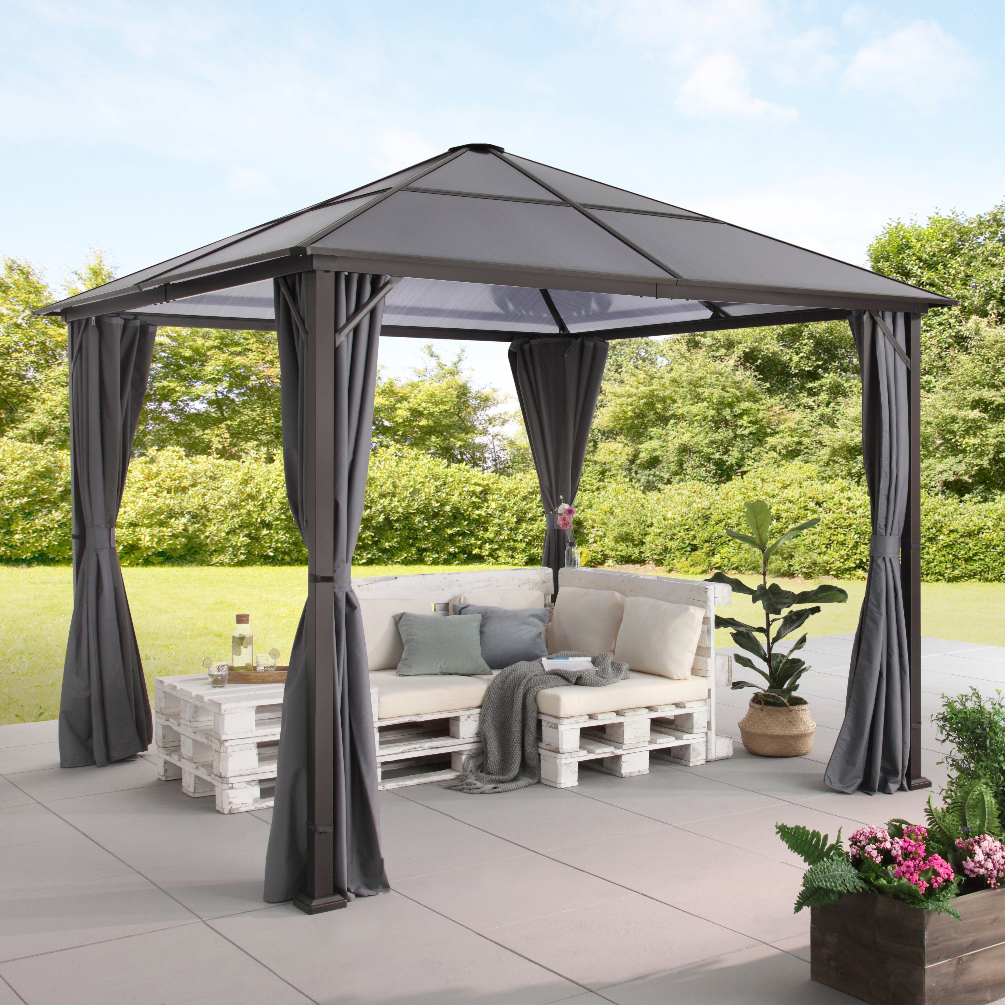 KONIFERA Pavillon »Porto«, mit 4 Seitenteilen, BxT 300x300 cm