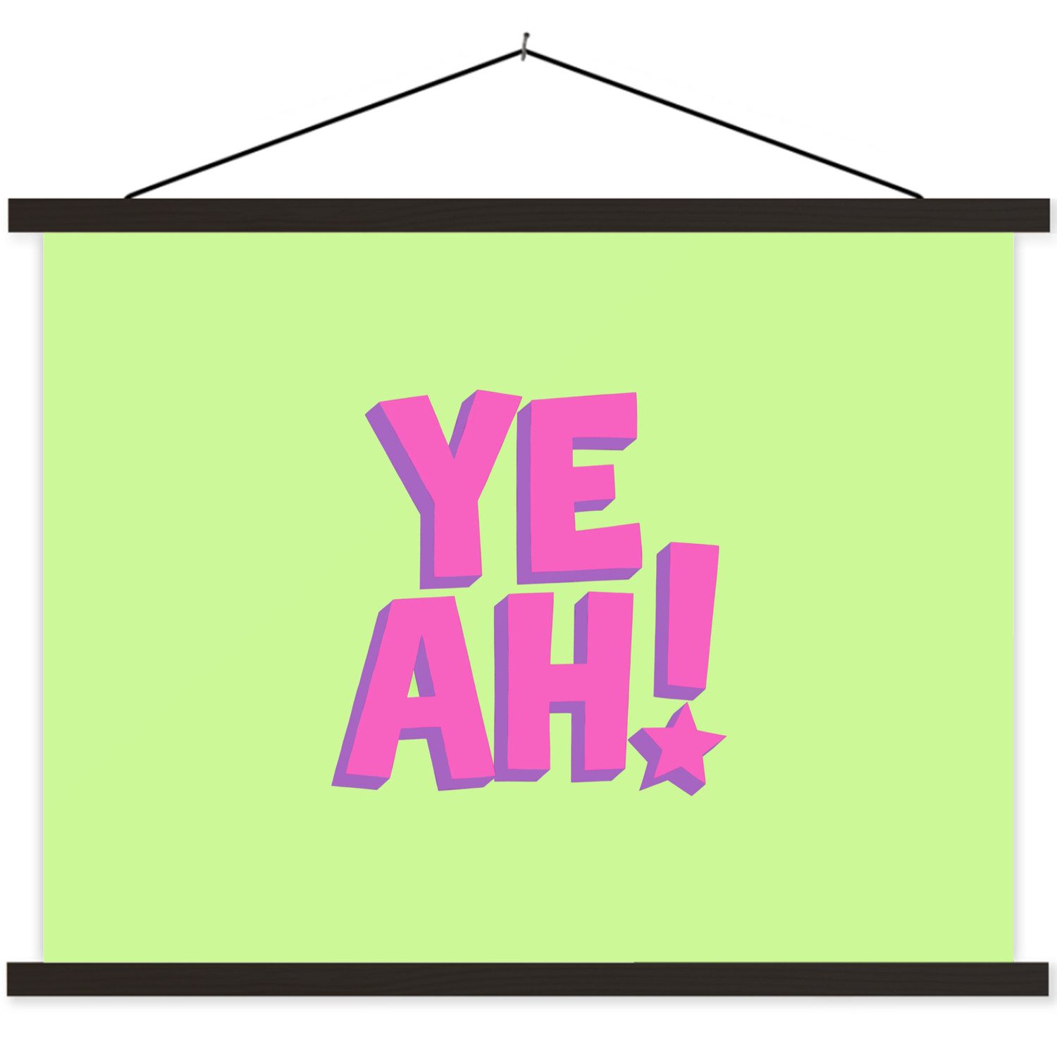 MuchoWow Poster Grün - Neon - Zitat, (1 St), Magnetische Posterleiste, Holzleisten, Textilposter, 40x30 cm