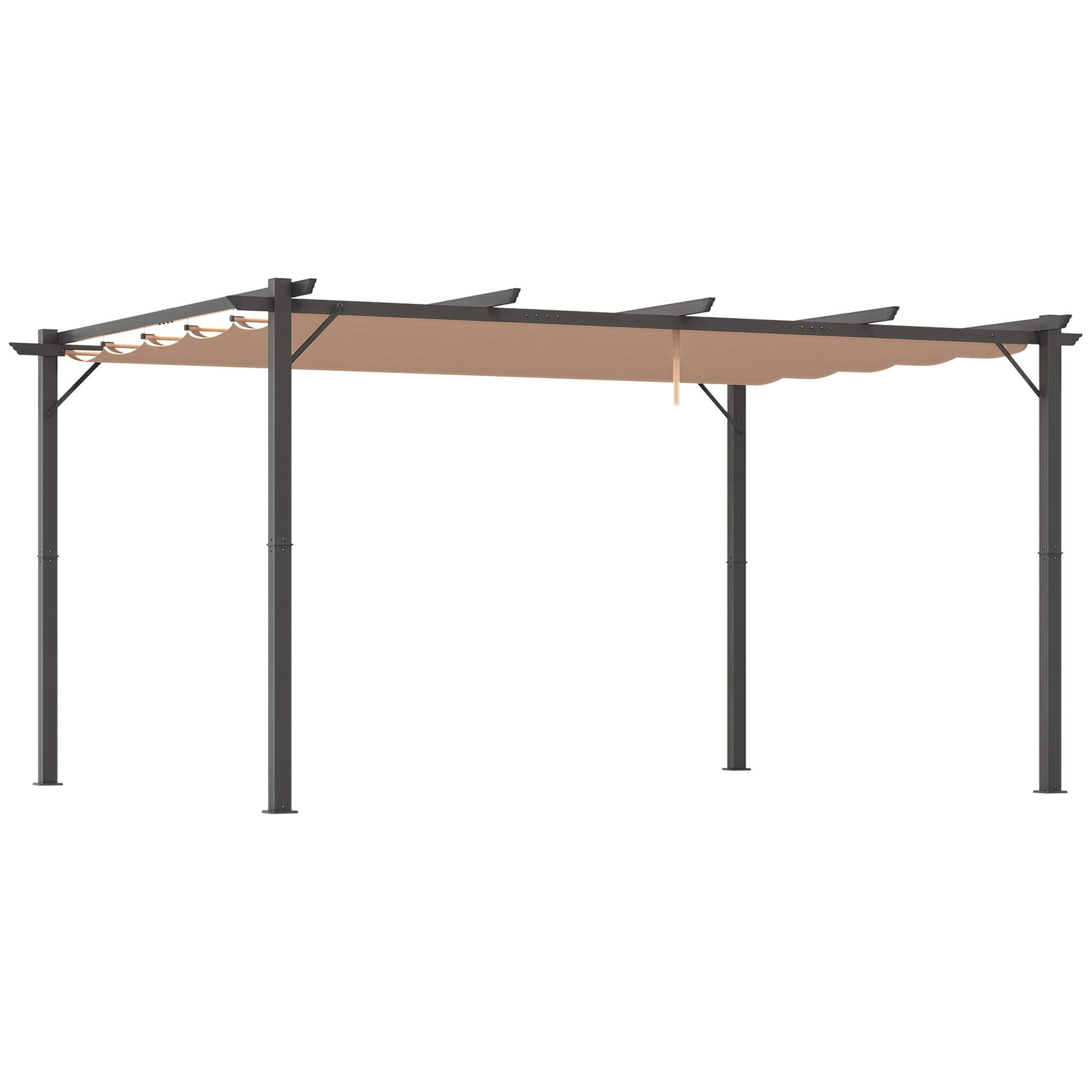 Outsunny Pergola Pavillon mit einstellbarem Stoffdach, BxTxH: 300x400x223 cm, (Pavillon, 1-tlg., Pergola), für Garten, Balkon, Braun