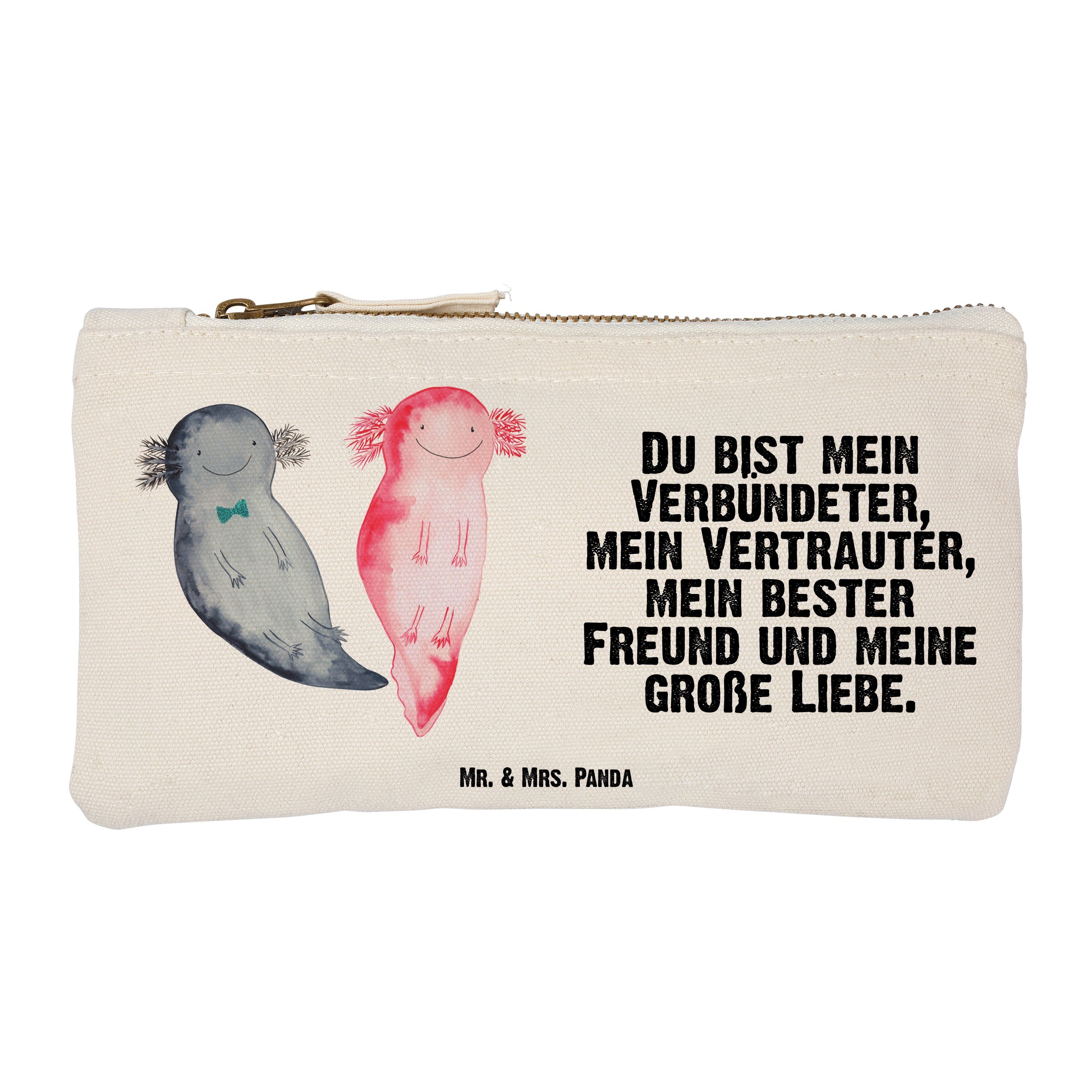 Mr. & Mrs. Panda Kosmetiktasche Größe S Klein Axolotl Axel+Lotte - Weiß - Geschenk, XXL, Schminktasch (1-tlg)