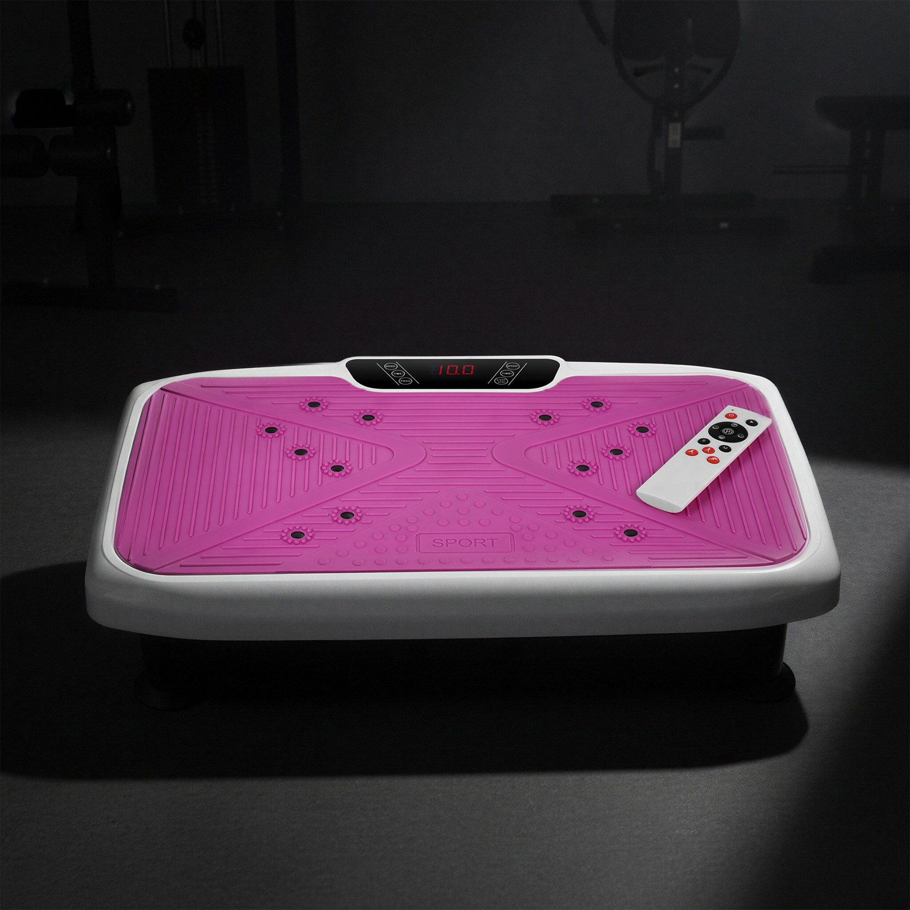 HMS Vibrationsplatte Vibrationstrainer Ganzkörpertrainer Fitnessplattform, 200.0 W, 3 Intensitätsstufen, (Spar-Set, 1 tlg., 54 x 35 x 13 cm kompakt), 6 Programme, 120 Stufen, Expanderbänder, TPE