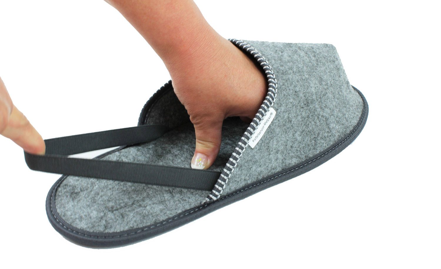 Metzker® Museumspantoffel Überschuh mit Filzsohle oder Nopppensohle Pantoffel 1 Paar Grau