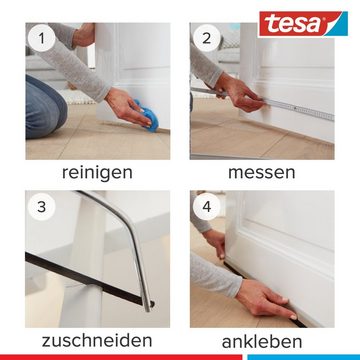 tesa Türbodendichtung tesamoll Türdichtung STANDARD - 1m : 37mm, (Packung, 1-St), Zuglufstopper - für Parkett-, Laminat- & Fliesenböden - weiß