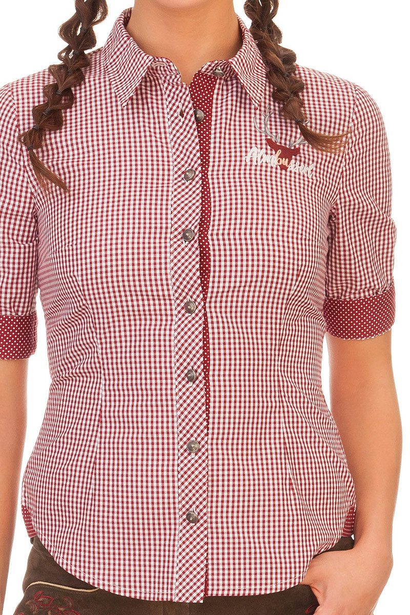 Trachtenbluse Trachtenbluse - FREDA-DANELLA - rot, navy