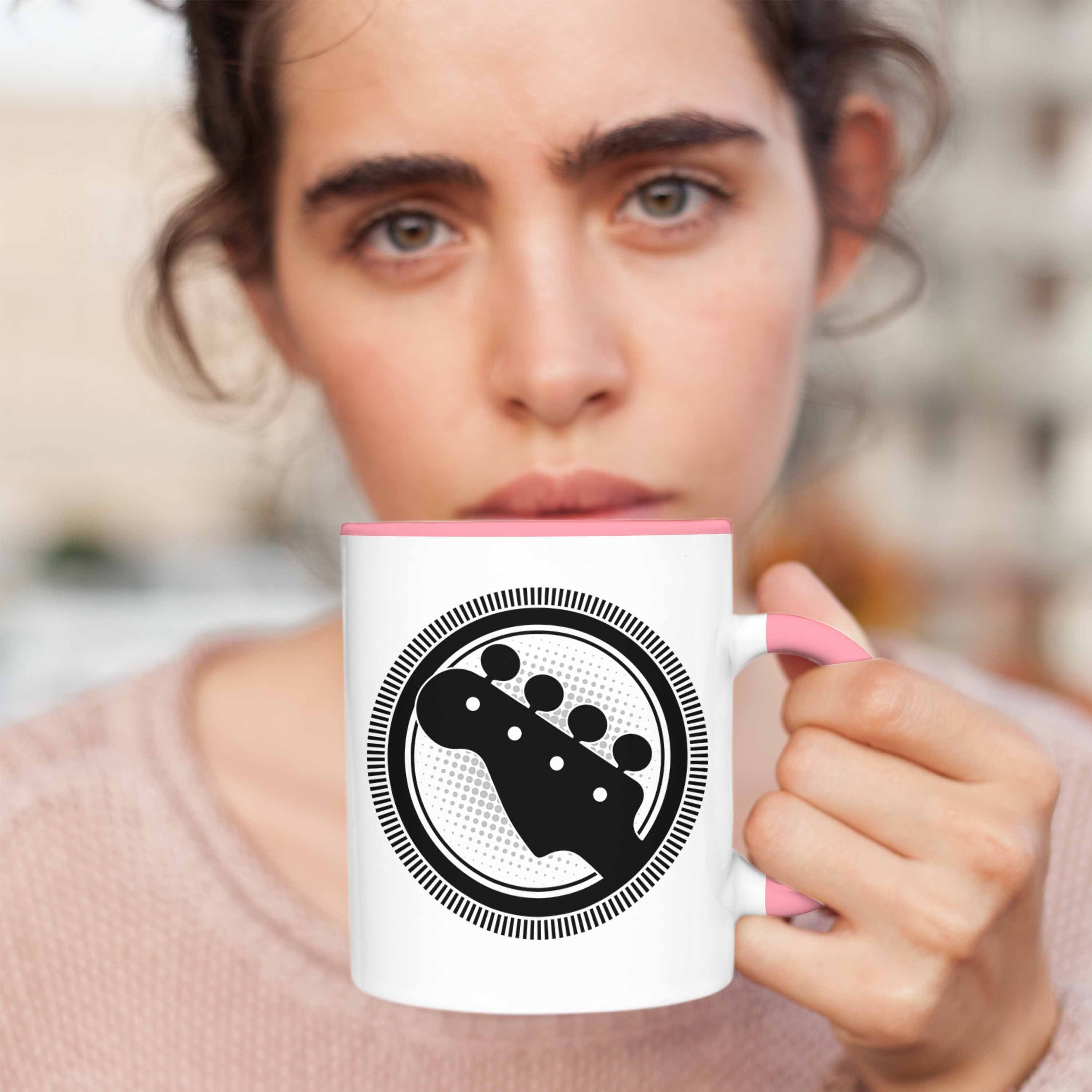 Trendation Rosa Gitarre Tasse Tasse Kaffee-Bech Geschenkidee Gitarrenspieler Geschenk Spruch