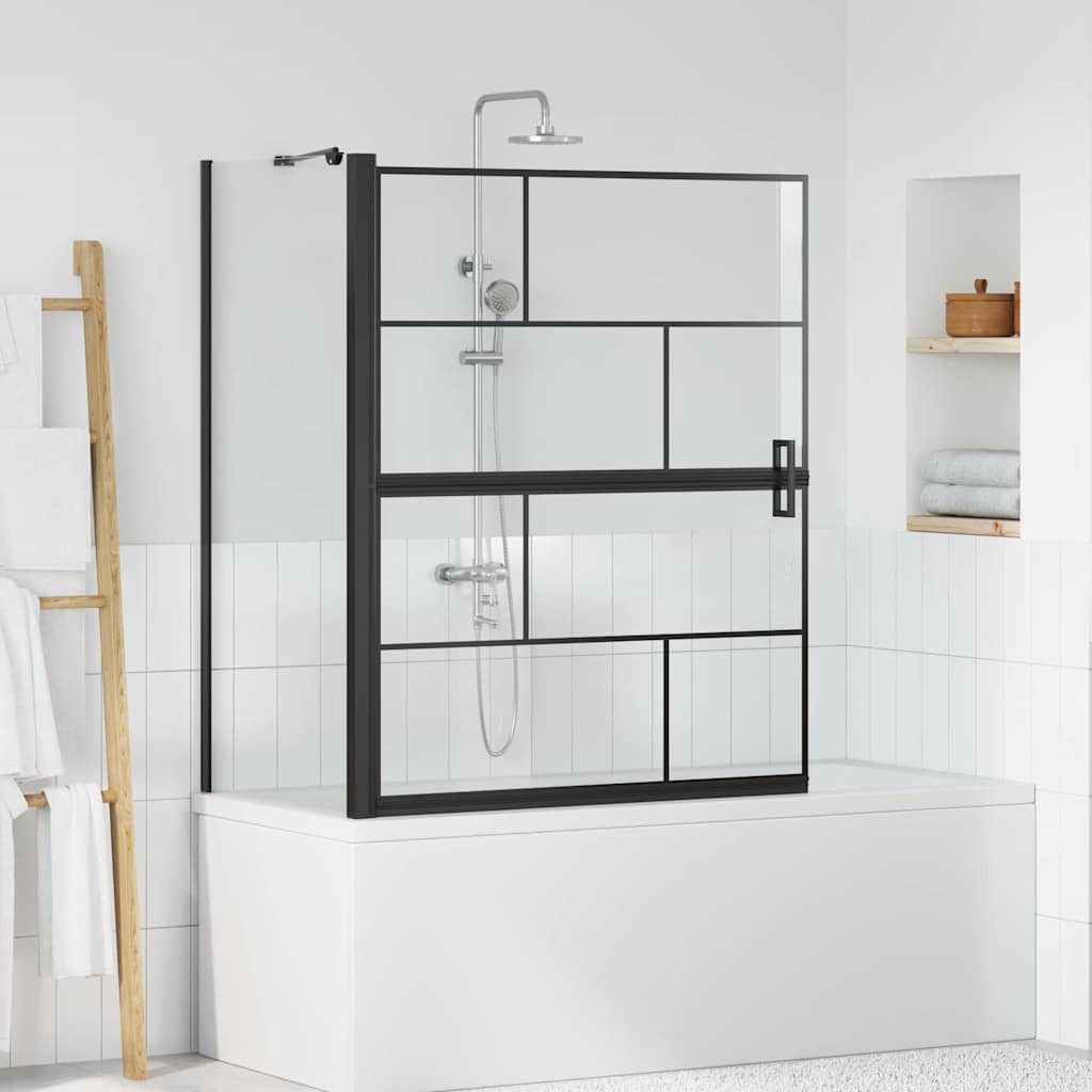 vidaXL Duschwand Bad-Duschschirm Schwarz und Transparent 100 x 68 x 128 cm, (1 tlg)