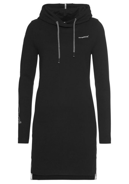 KangaROOS Sweatkleid mit Kapuze & großem Schriftzug-Druck am Arm in schwarz