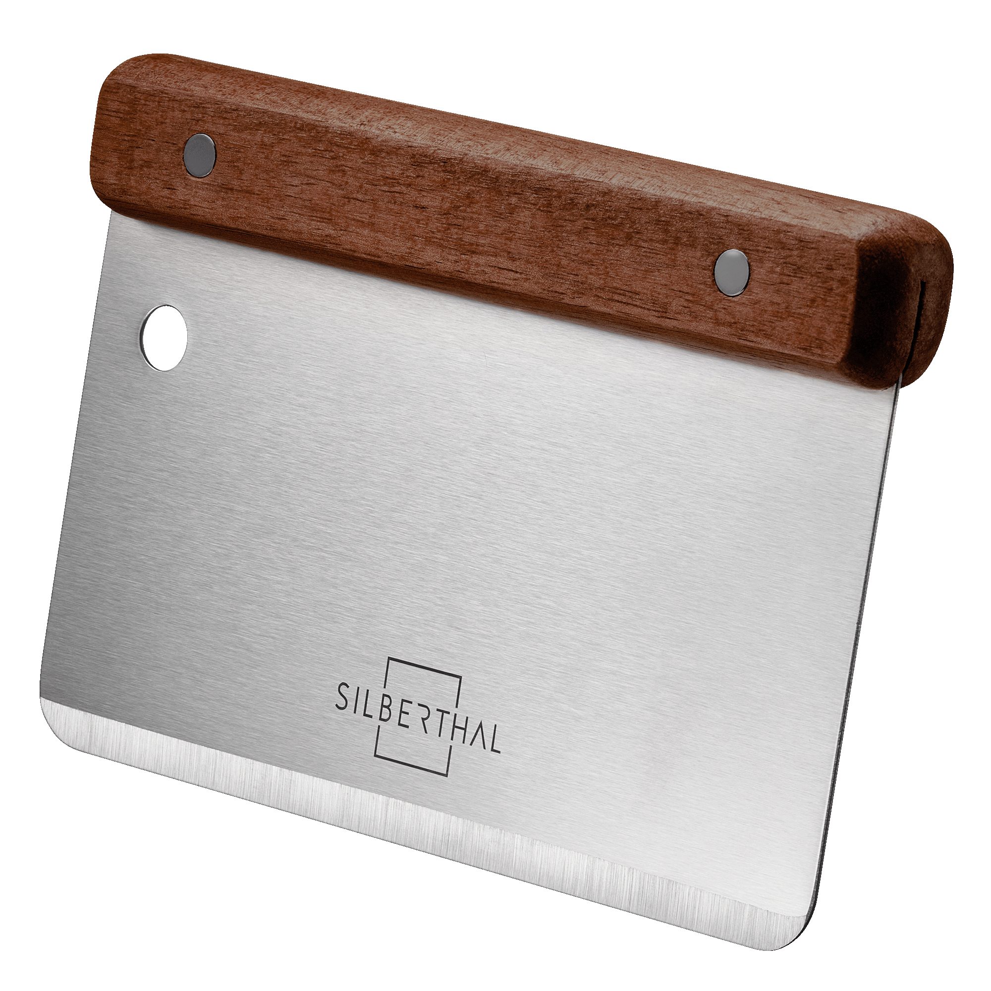 SILBERTHAL Teigschaber Teigkarte Edelstahl 16 cm mit Holzgriff, ideal zum Portionieren, Schneiden & Schaben