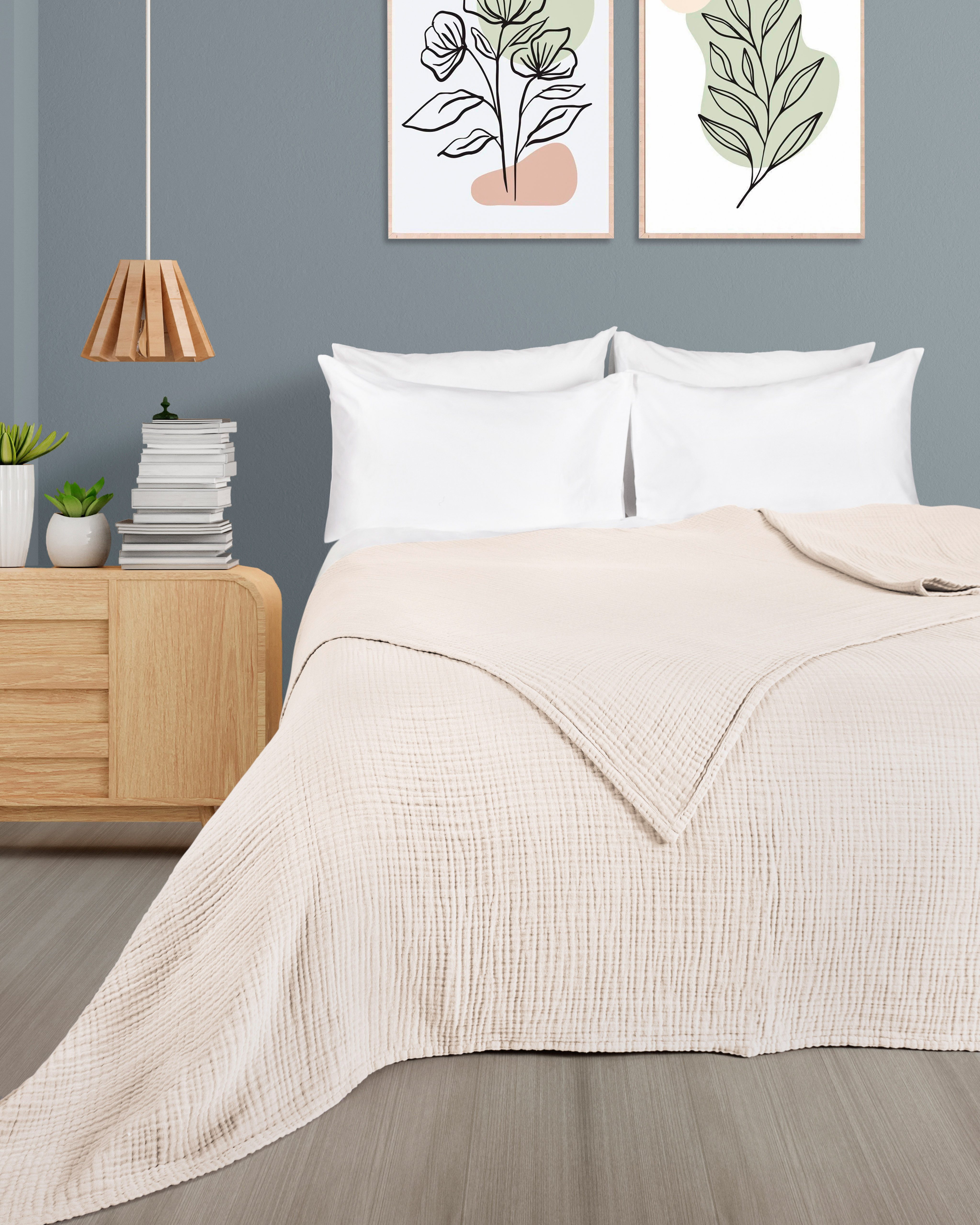 Laynenburg Tagesdecke Musselin aus 100% Baumwolle – Baumwolldecke, Kuscheldecke, Wohndecke als Sommerdecke, Bett-Überwurf, Couch-Überwurf, Sofa-Decke – Bild 3 von 5