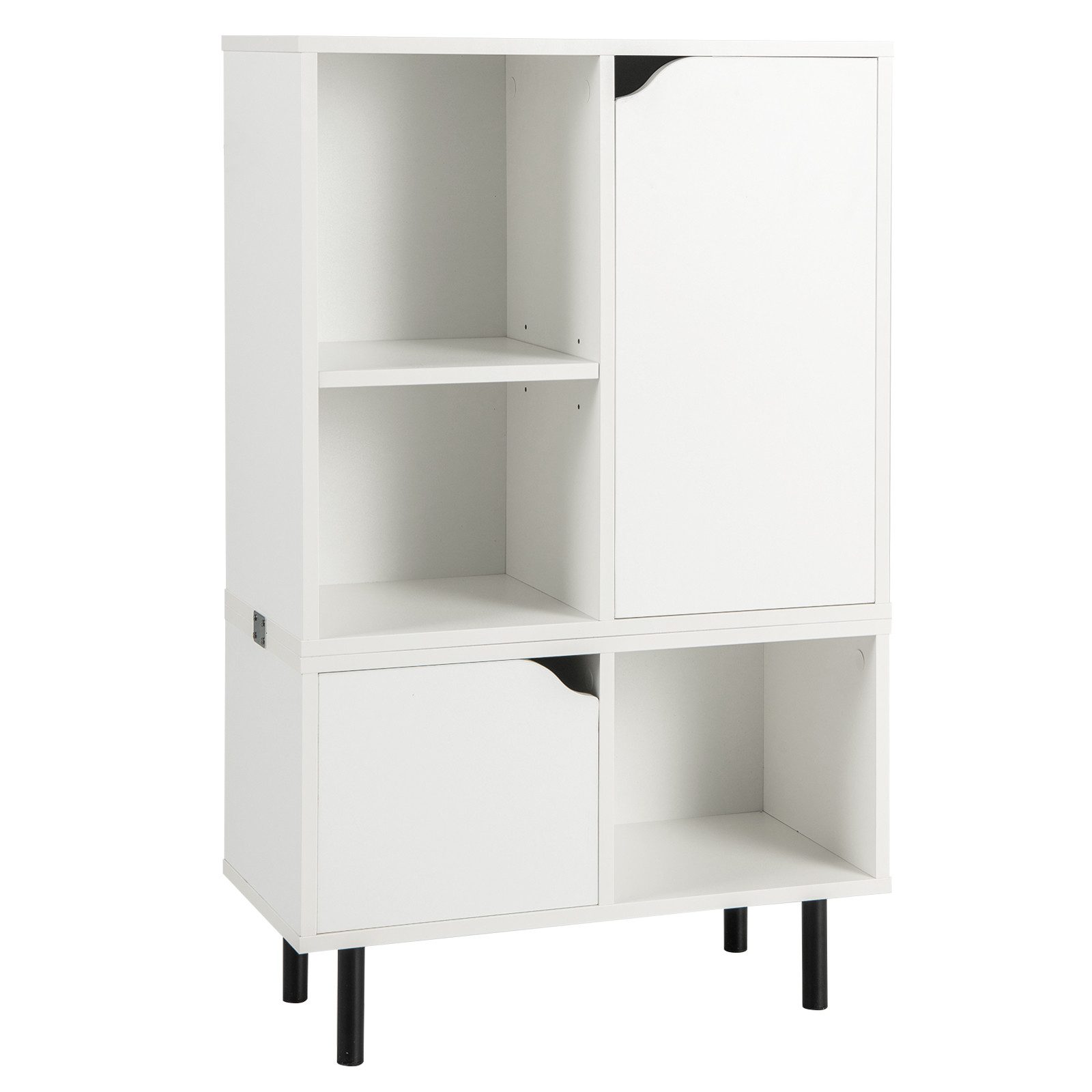 KOMFOTTEU Bücherregal stapelbar, mit 5 Fächern & 2 Türen & Kippschutz günstig online kaufen