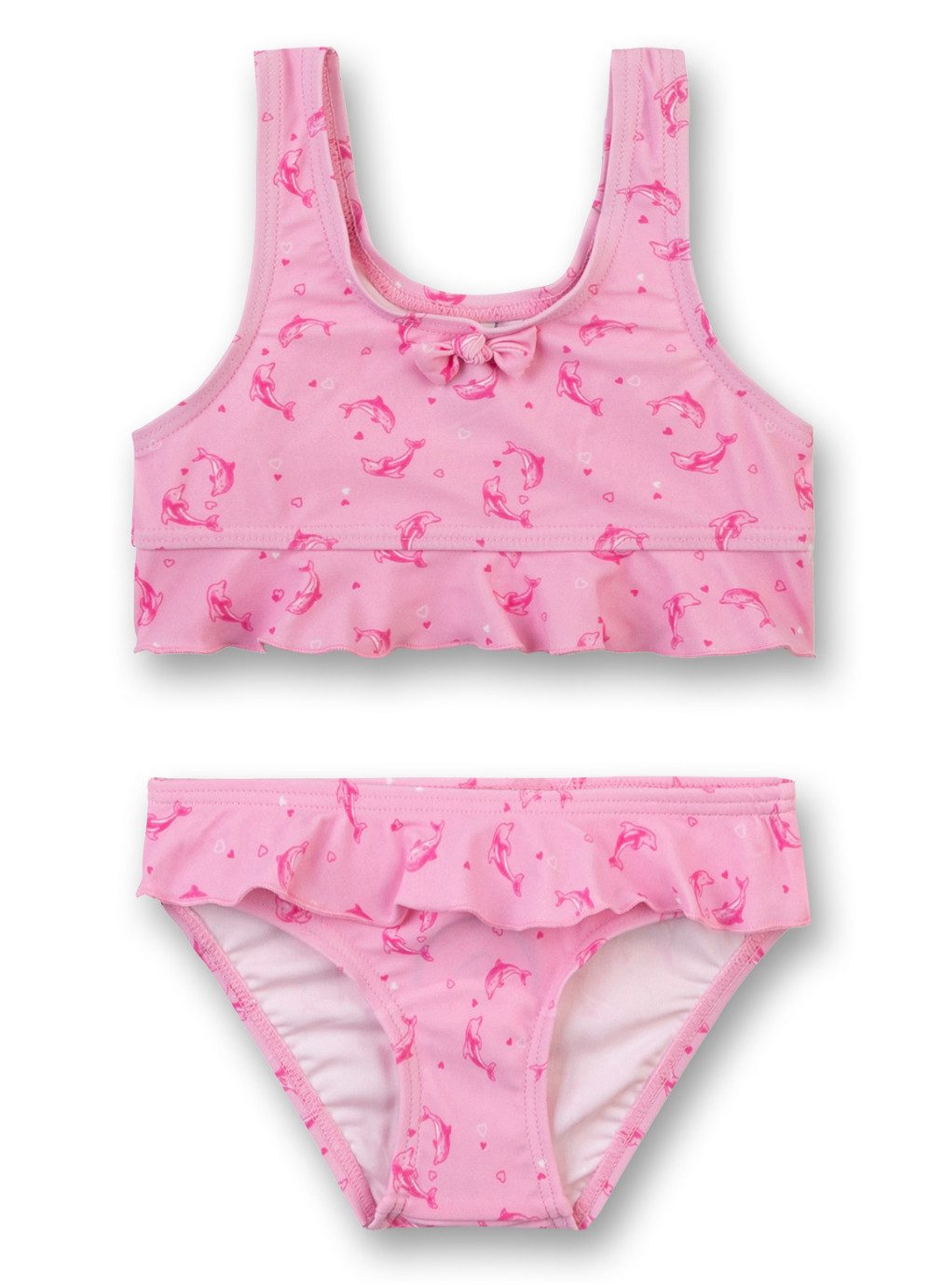 Sanetta Bustier-Bikini Mädchen Bikini mit Delfin-Print Rüschen zweiteilig Gr. 98