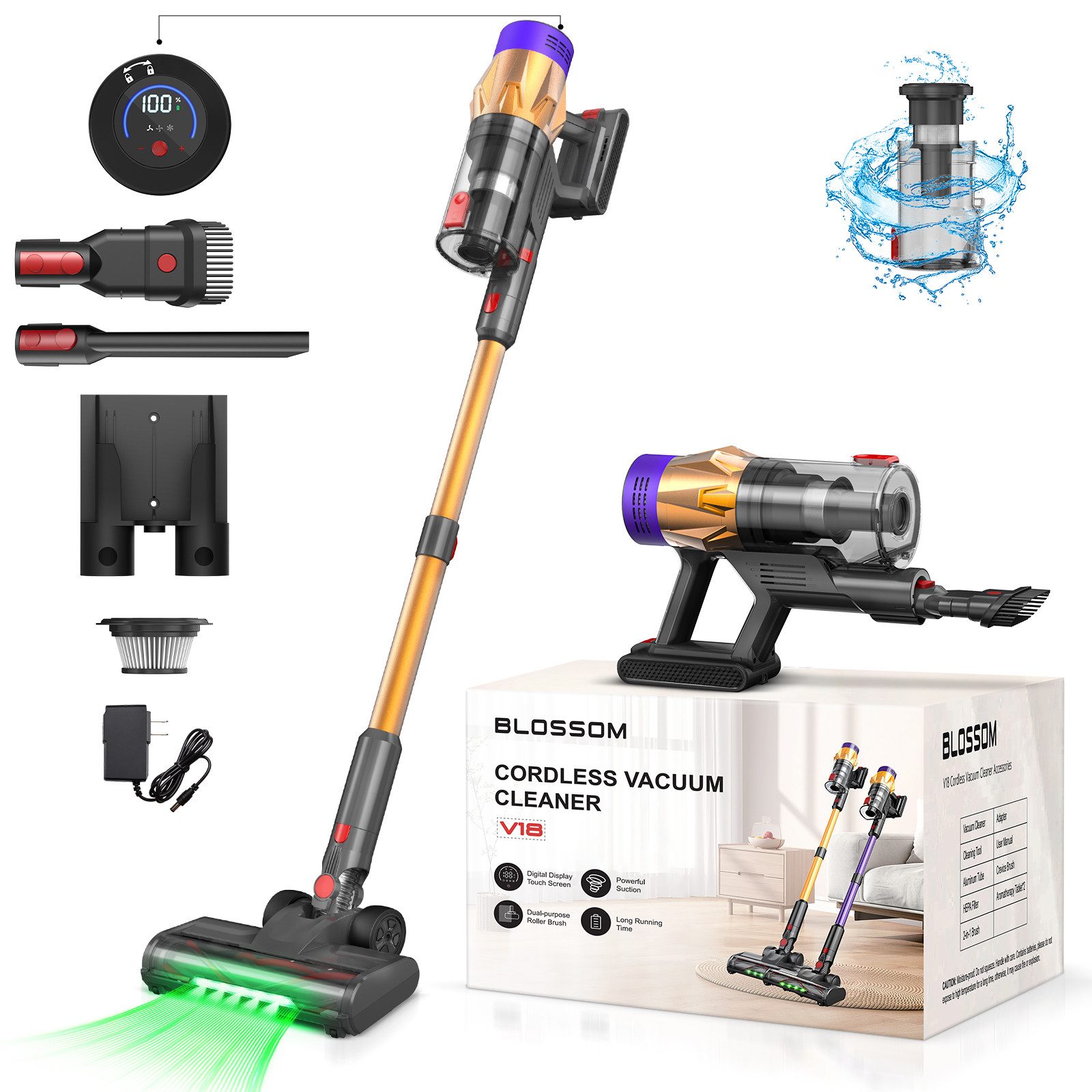 Blossom Stielstaubsauger V18, 550 W, beutellos, extraleise (75 dB)Staubbehaltervolumen1.5L