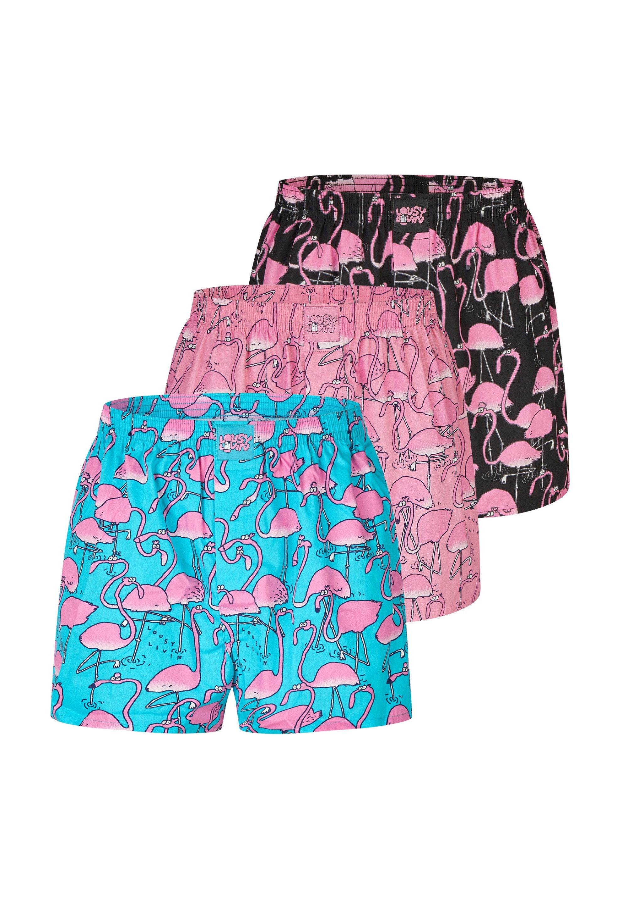 Lousy Livin Boxershorts Greater Flamingos mit 3er-Pack Boxershorts
