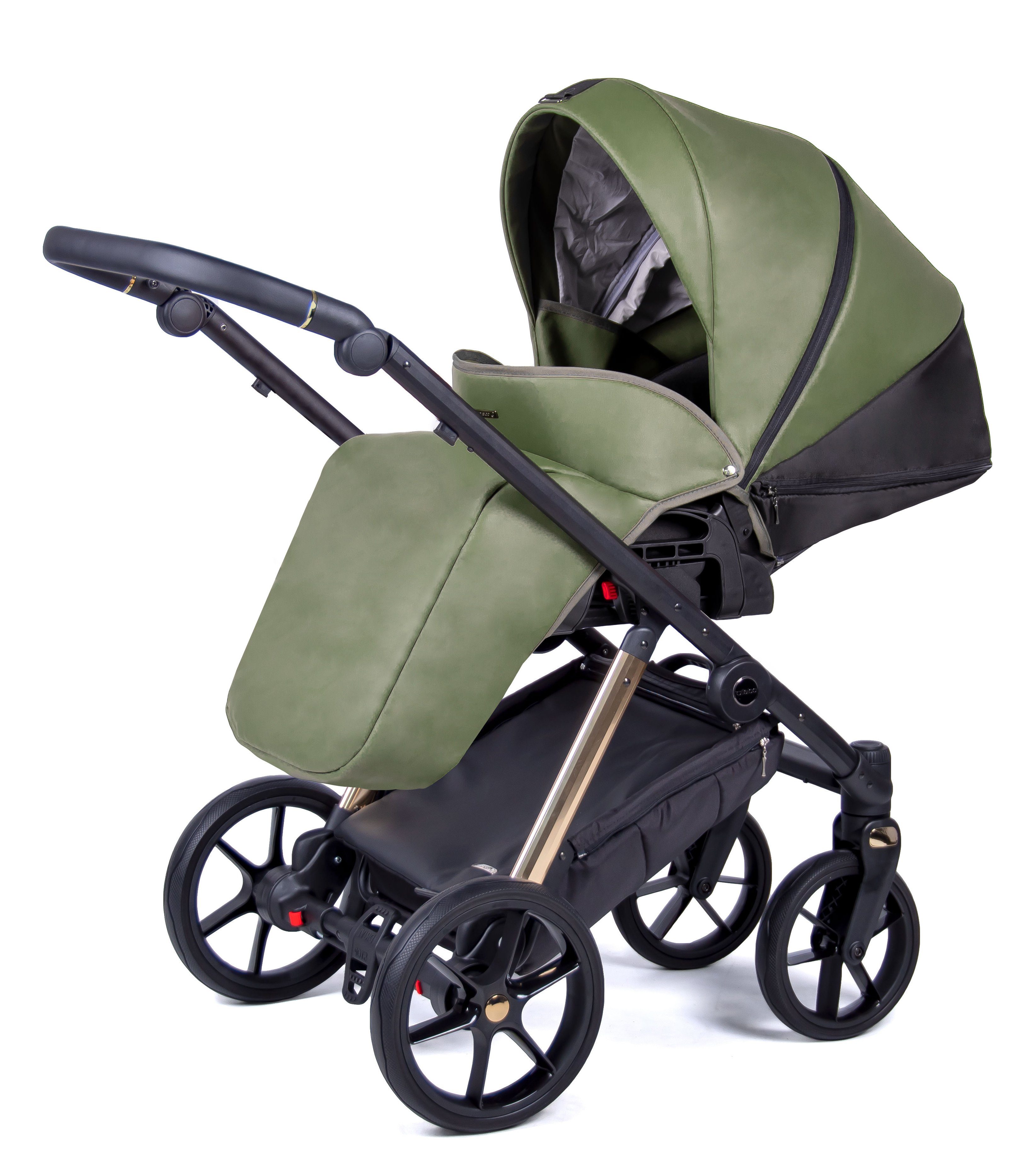 Premium Axxis babies-on-wheels 12 Kombi-Kinderwagen 14 - Designs = Kinderwagen-Set - Teile Gestell 1 2 Dunkelgrün gold in in