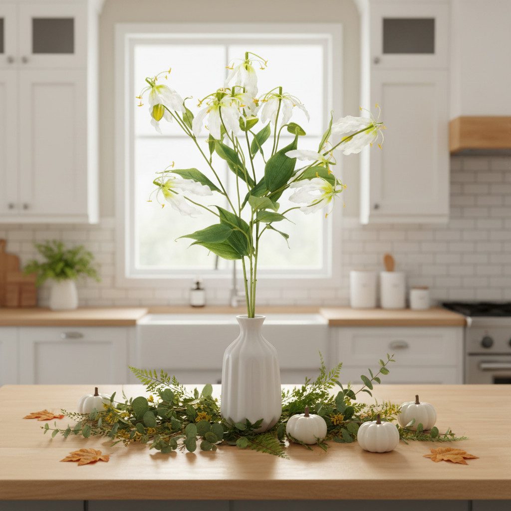 Kunstblume Dekorativer Gloriosa Blütenzweig für edle Arrangements und, 3 Stück, Florists Products, Höhe 80 cm