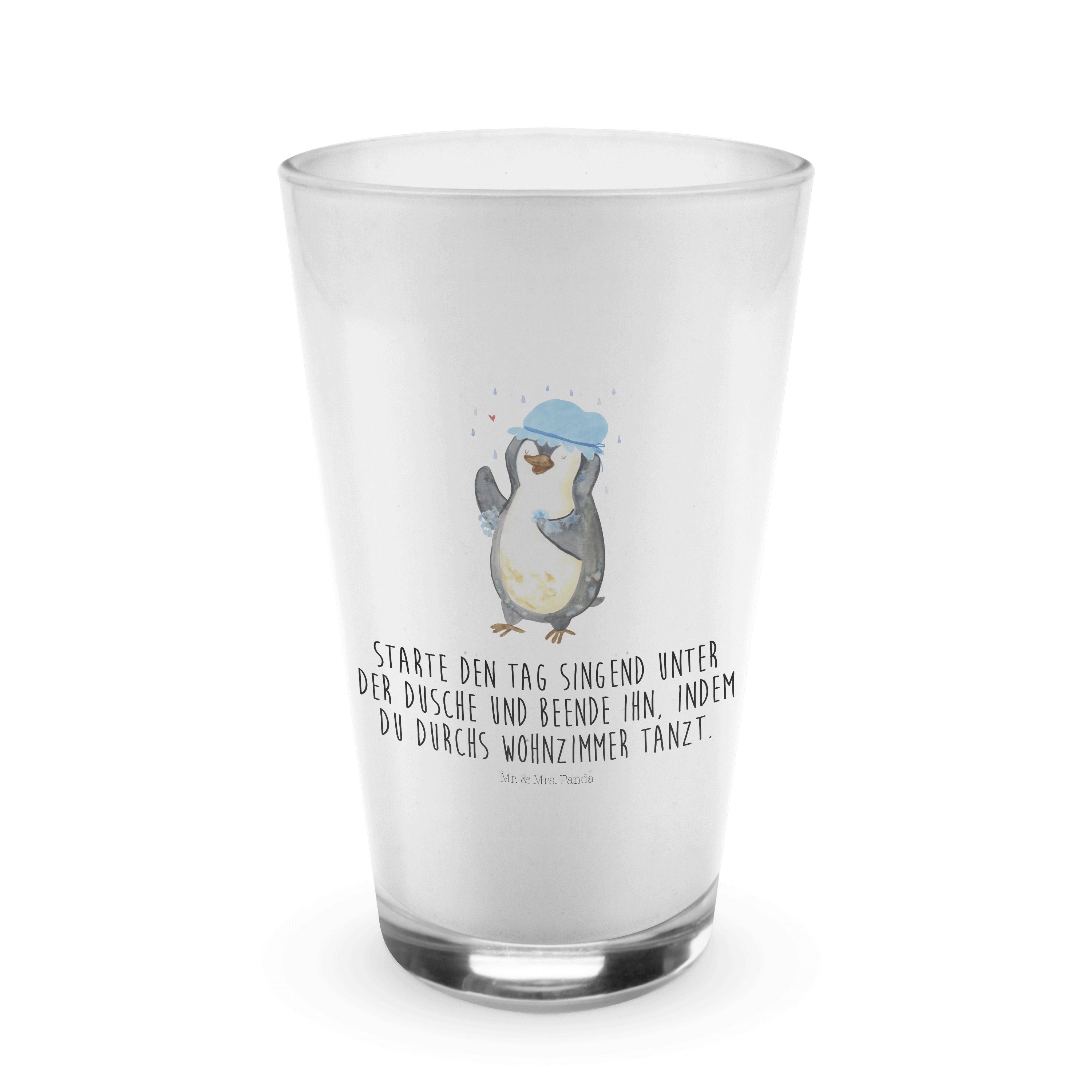 Mr. & Mrs. Panda Glas Pinguin duscht - Transparent - Geschenk, Dusche, Neuanfang, Glas, Cap, Premium Glas