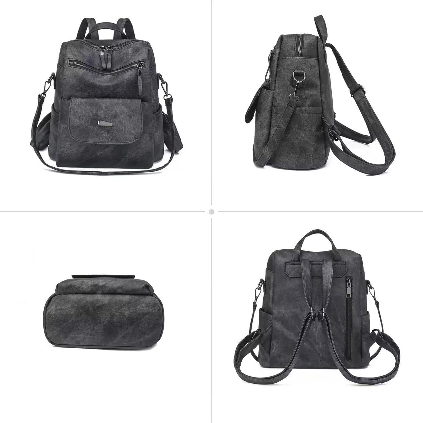 Arbeit Schultertasche, Rucksack), Schulrucksack Lederrucksack Reisen Reiserucksack Teenager Schule Schwarz Herren Vintage, Leder Jungen Laptoprucksack für Laptop REDOM CM, Freizeit Tasche, Rucksack Business Damen Notebook (30x28x15