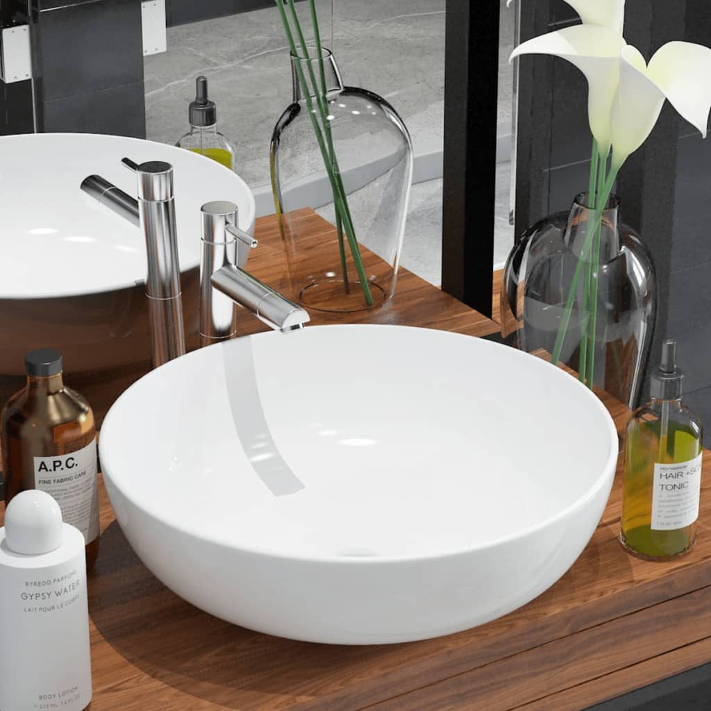 DOTMALL Waschbecken Waschbecken Rund Keramik Weiß günstig online kaufen