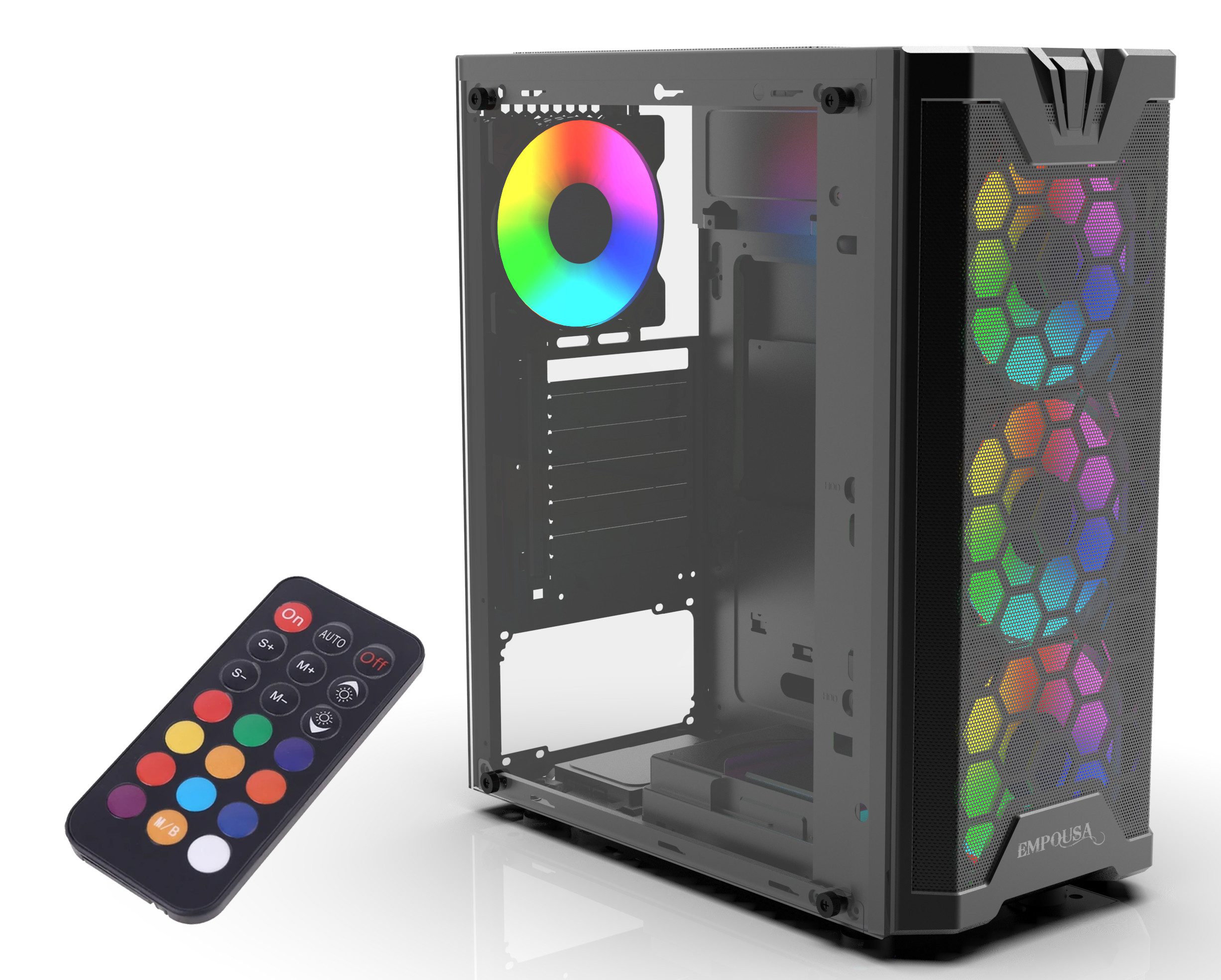 INCA Gaming-Gehäuse EMPOUSA Premium Computer CASE EMG-15XB 4x ARGB Lüfter LED Glasscheibe