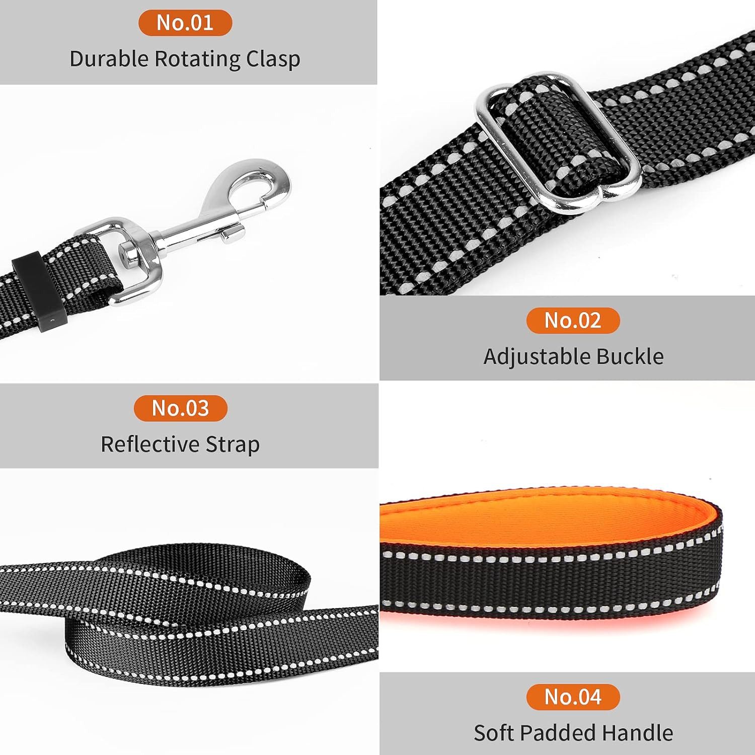 LA CUTE Hundeleine Hundehalsband & Leine Set reflektierend, gepolstert, verstellbar, (Hundehalsband & Leine Set für kleine, mittelgroße & große Hunde, Hundehalsband & Leine Set, gepolstert, verstellbar, reflektierend), Reflektierendes Hundehalsband & Leine mit gepolstertem Griff