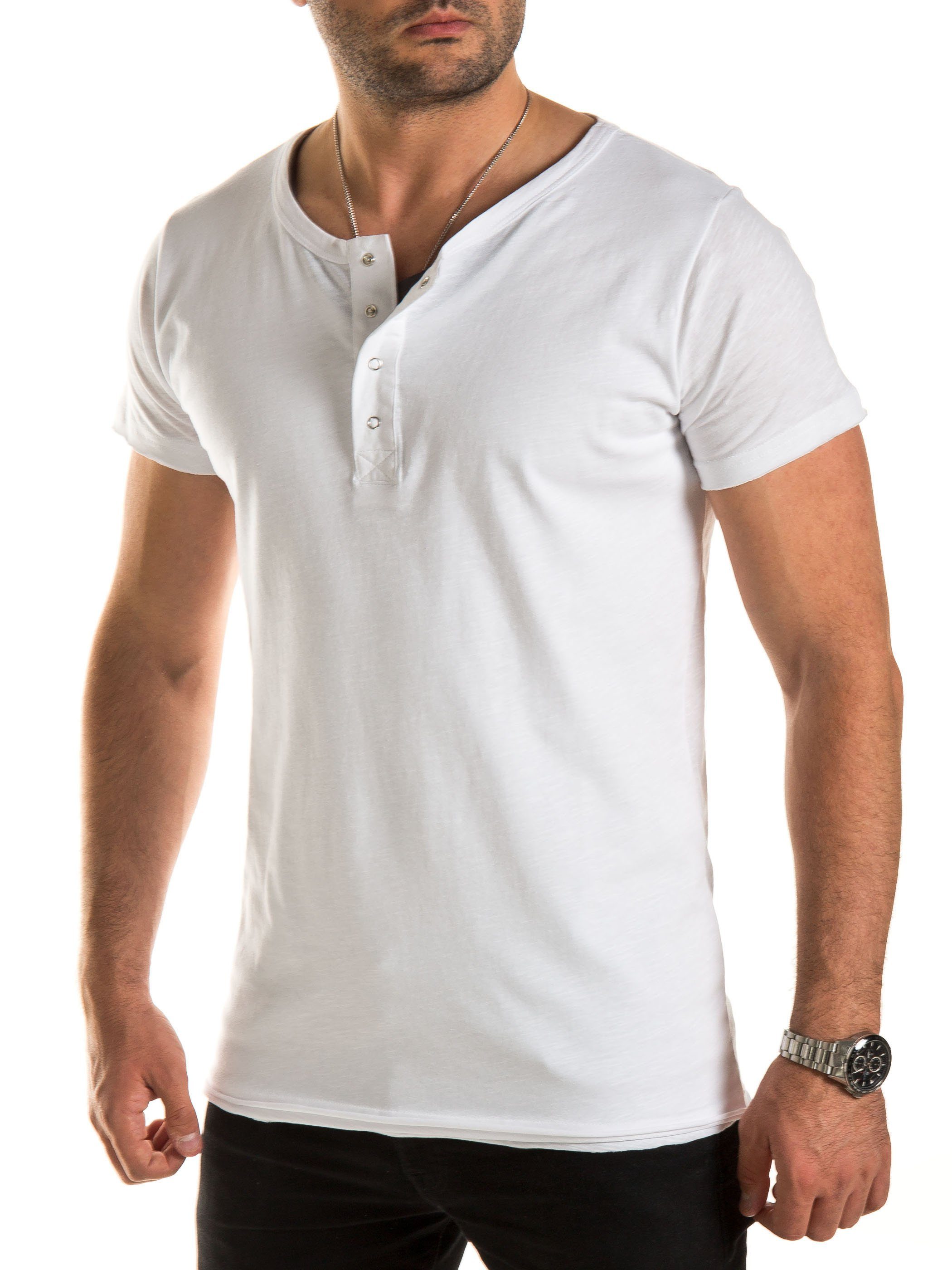 Double T-Shirt Pete (Packung) V-Neck WOTEGA V-Neck Layer Double dancer Pete (cloud T-Shirt 114201) Layer T-Shirt Weiß