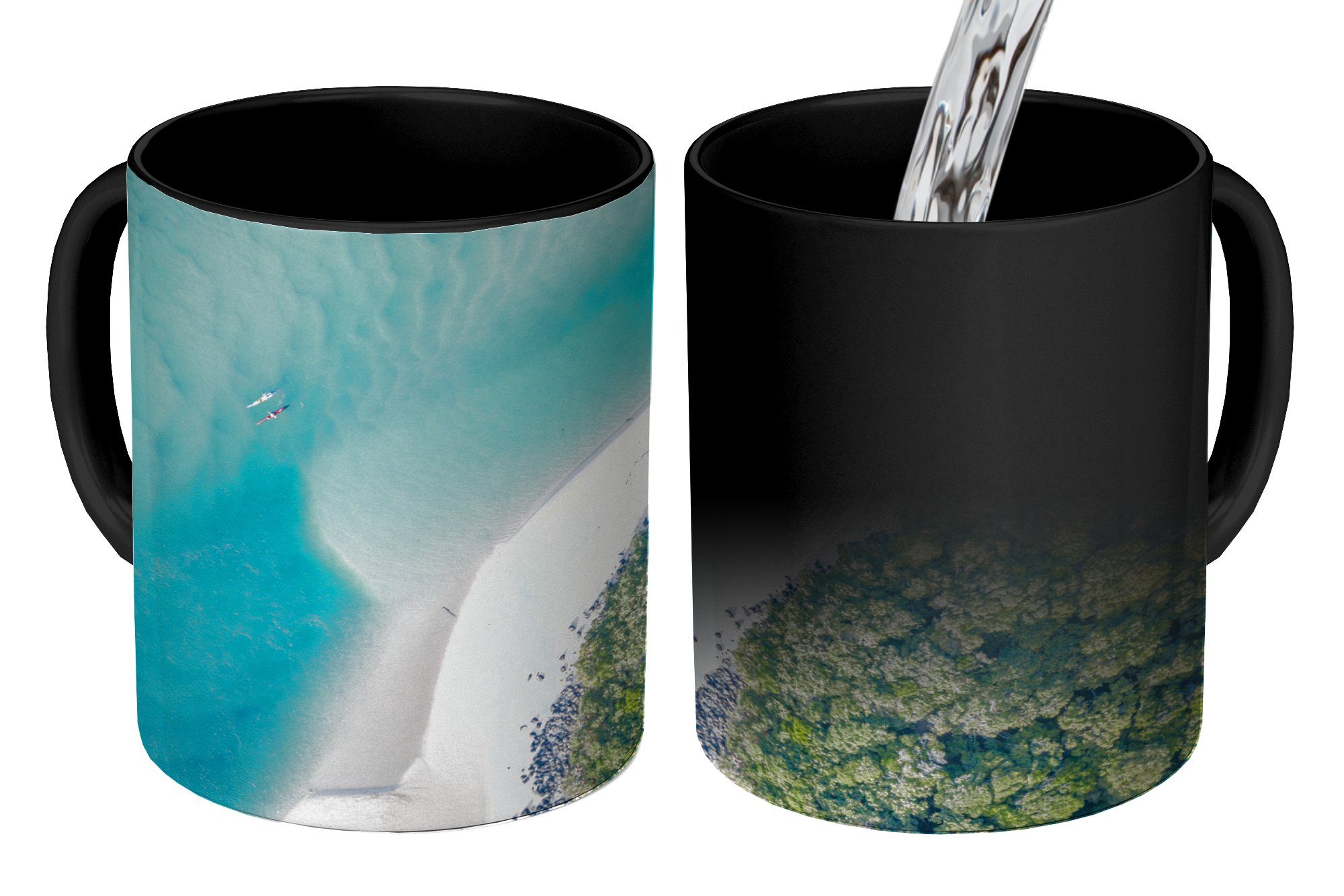 Kaffeetassen, MuchoWow Sonne Farbwechsel, - Tasse Geschenk Australien, Meer - Teetasse, Keramik, Zaubertasse,