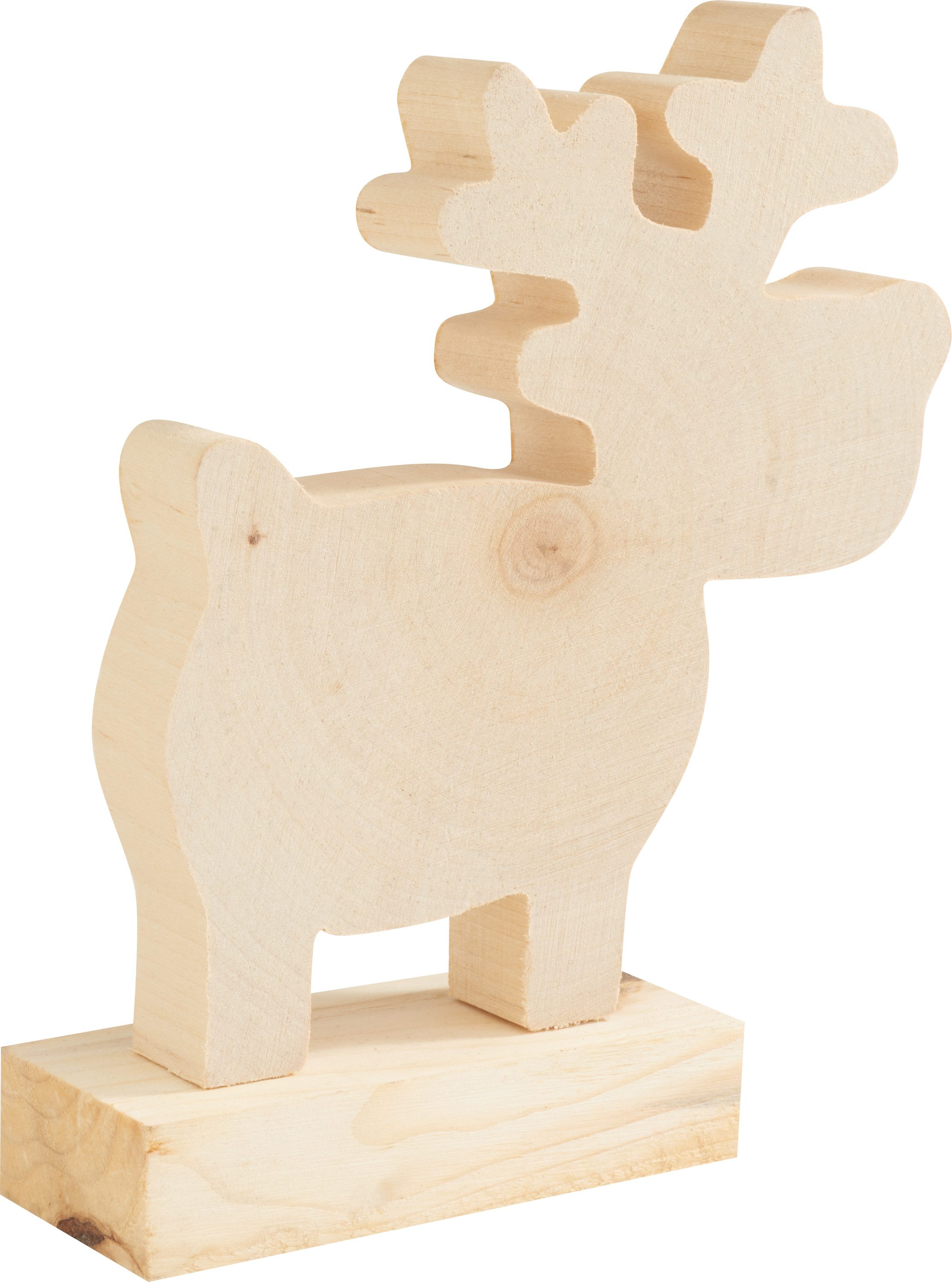 Dekofigur Holz-Figur Elchi, Höhe 15.0 cm