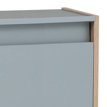 Lomadox Waschbeckenunterschrank ESPOO-80 taubenblau mit Eiche hell, 2 Türen, B/H/T: ca. 80/60,1/33 cm