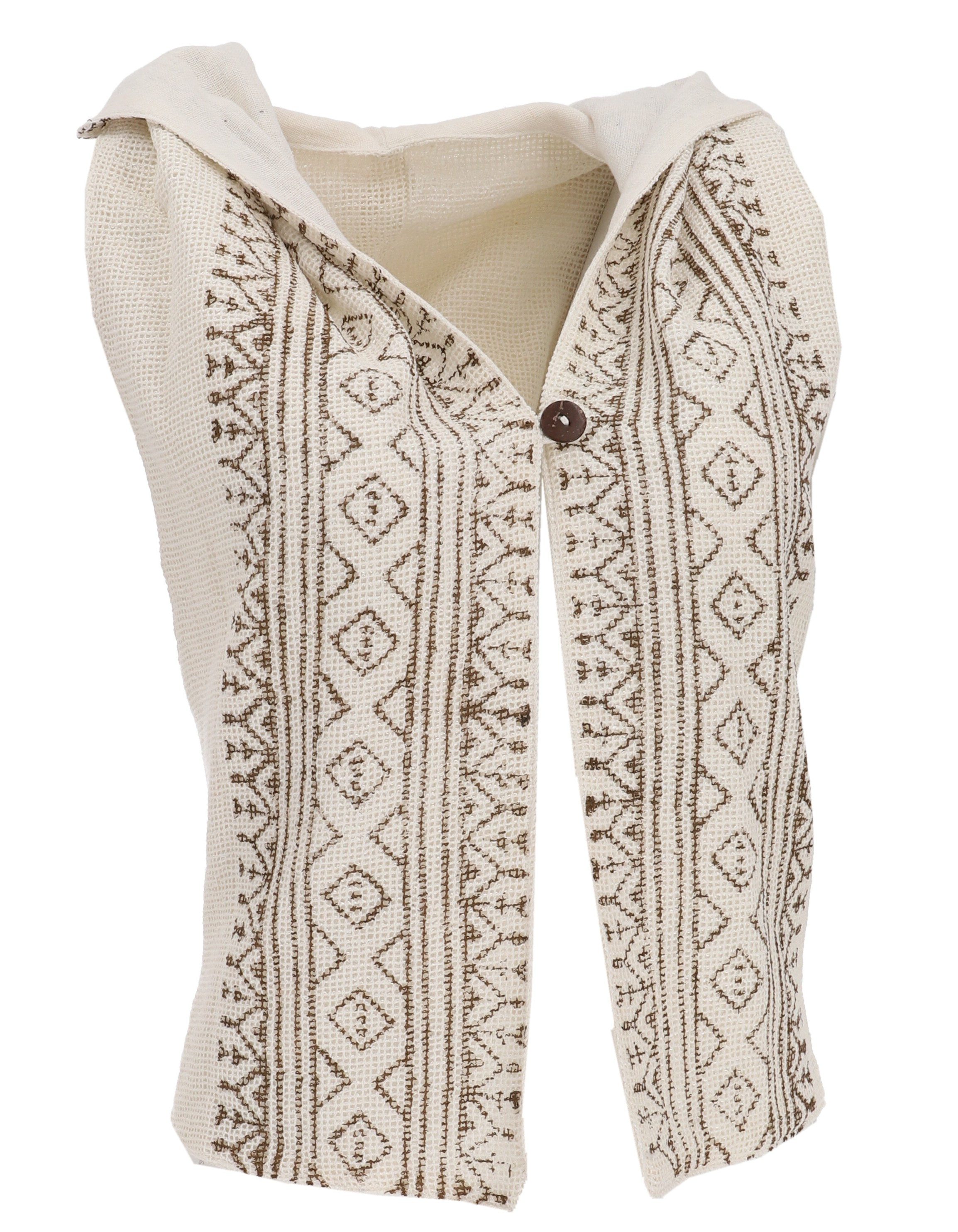 Guru-Shop Langjacke Rückenfreie Boho Weste mit Kapuze, Festival.. alternative Bekleidung