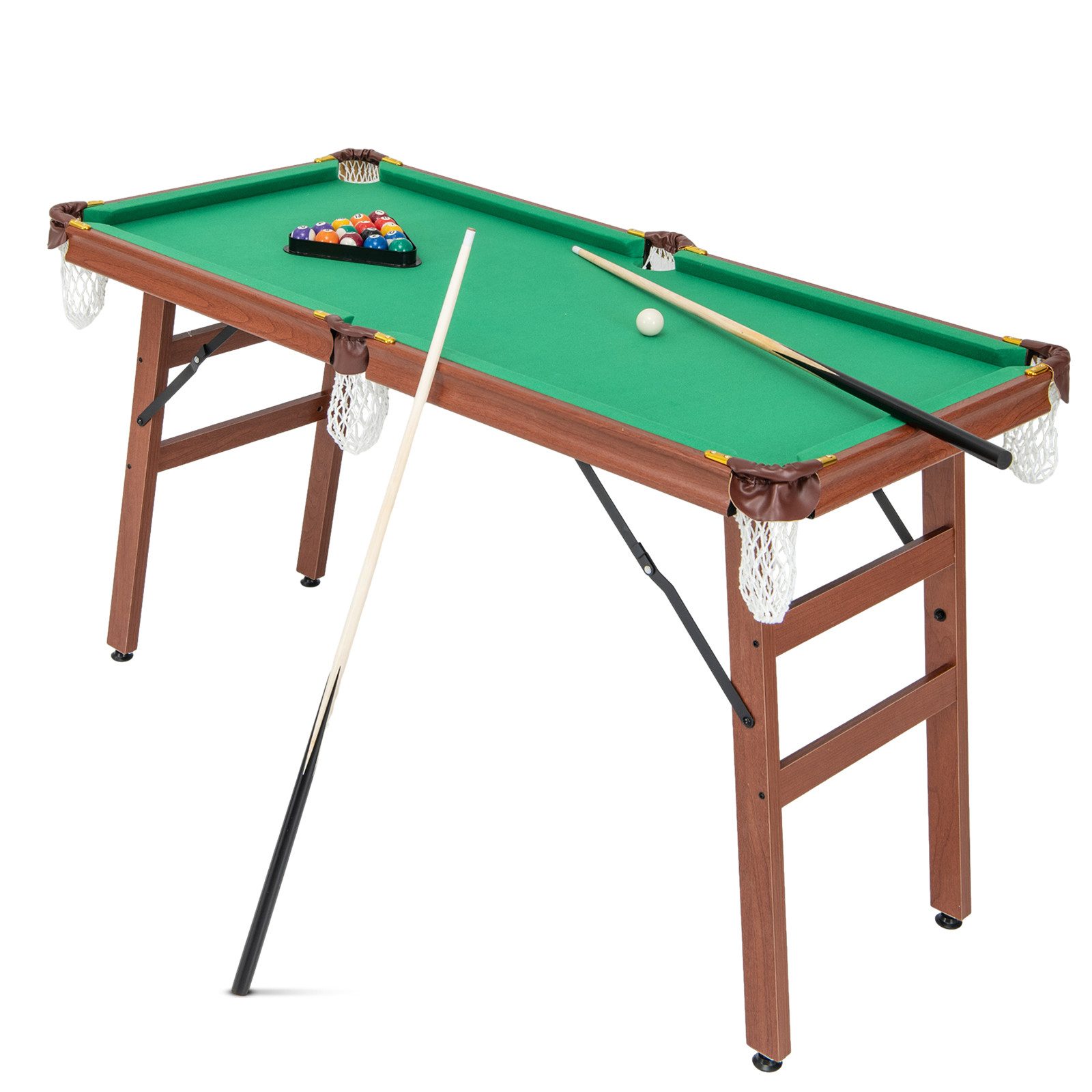 COSTWAY Billardtisch, Tisch Billiard inkl. 2 Queues, 16 Billard 138 x 67 x 79,5 cm