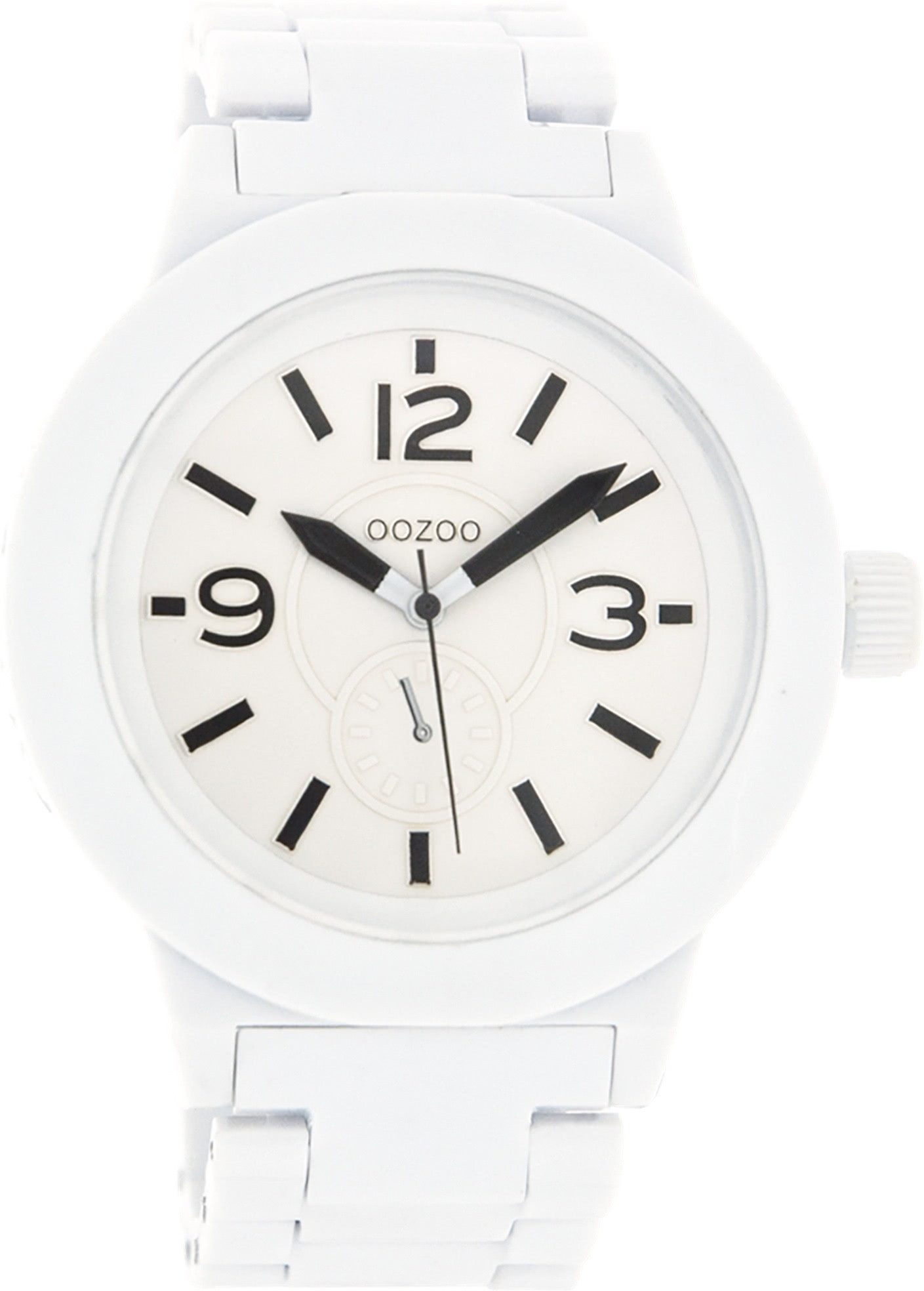 OOZOO Quarzuhr Oozoo Unisex Armbanduhr Vintage Series, (Analoguhr), Damen, Herrenuhr rund, groß (ca. 45mm) Metallarmband weiß