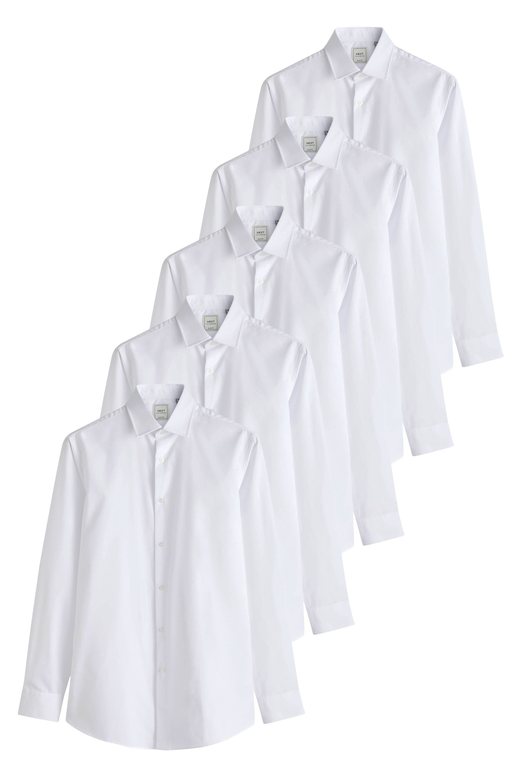 Langarmhemd Knitterfreie Slim Fit Hemden, 5er-Pack