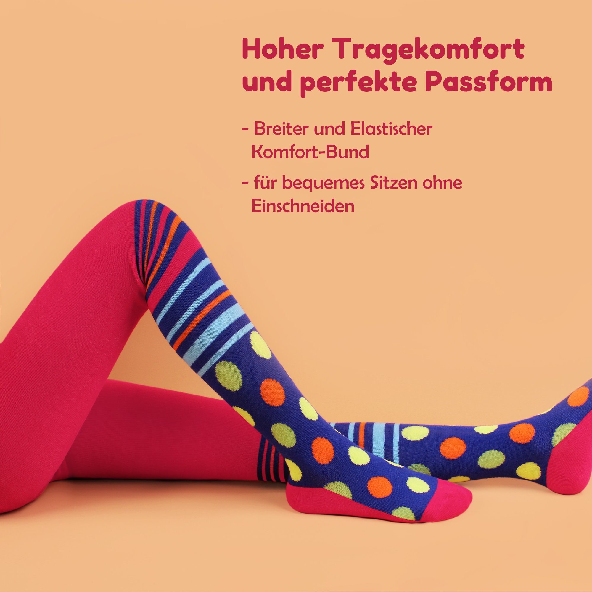 L&K-II Strickstrumpfhose 2728 (6er-Packung) aus Baumwolle mit hübschen Farben und Muster – Bild 4 von 5