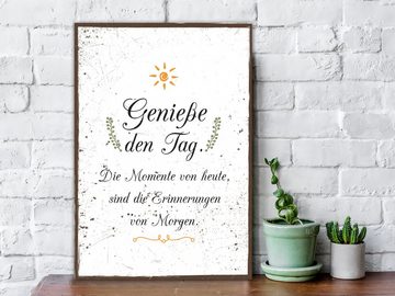 GRAVURZEILE Holzbild mit Spruch - Genieße den Tag - Holzschild, (1 St), Geschenk